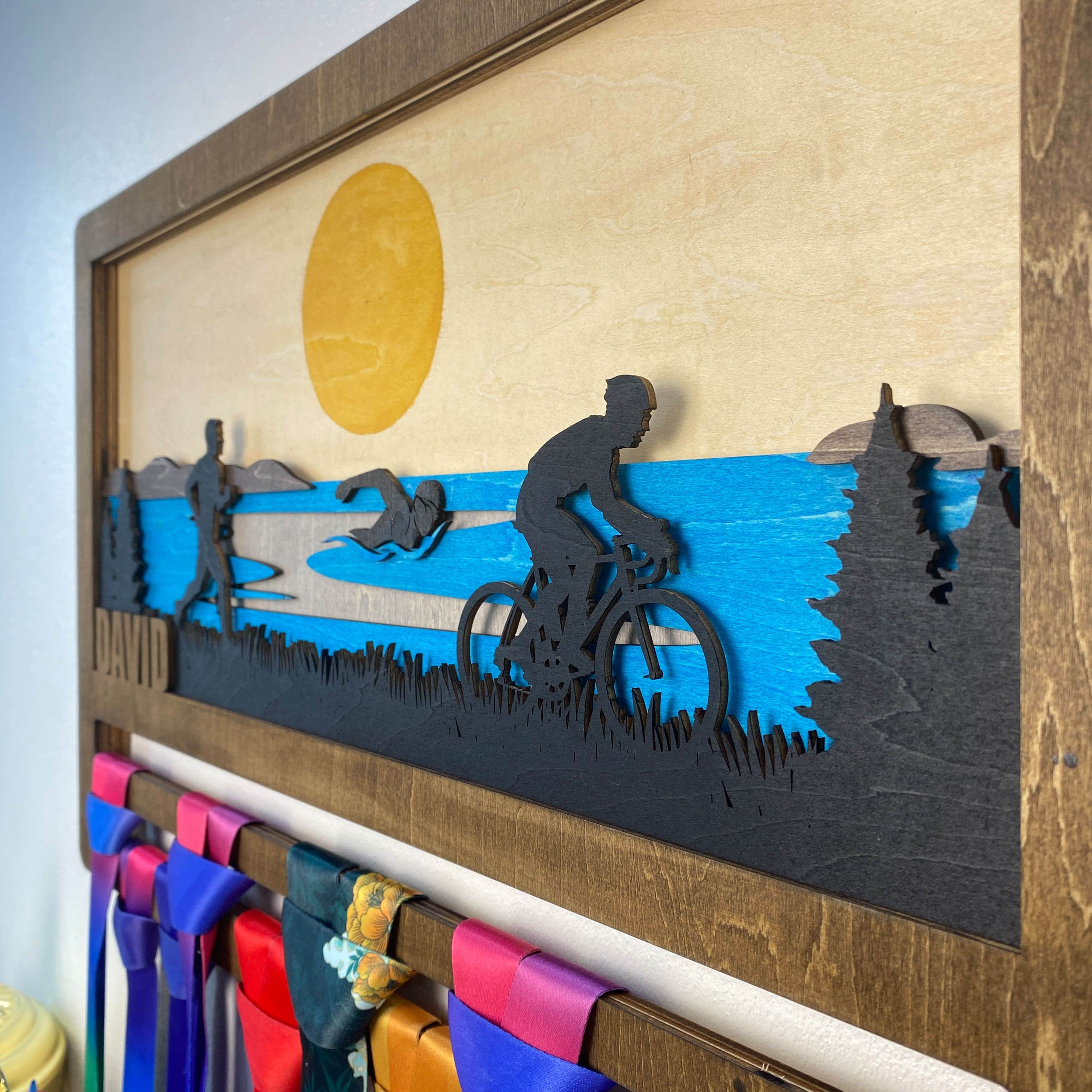 Personalized Triathlon Medal Holder, ChampionHanger Running Gifts - Champion Hanger