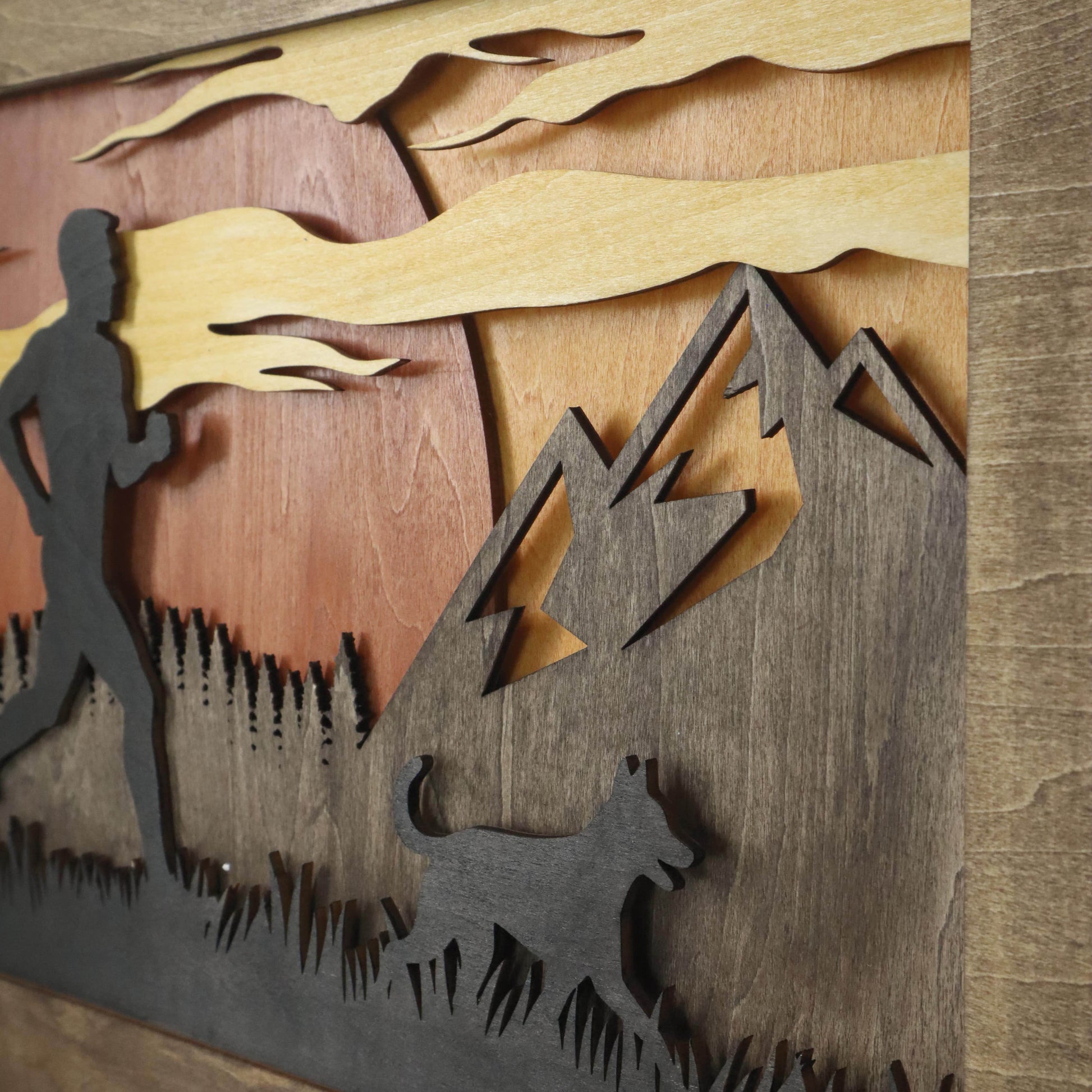 Personalized Wooden Marathon Display with Runner and Dog – Wooden Medal hanger , ChampionHanger running gifts - Champion Hanger