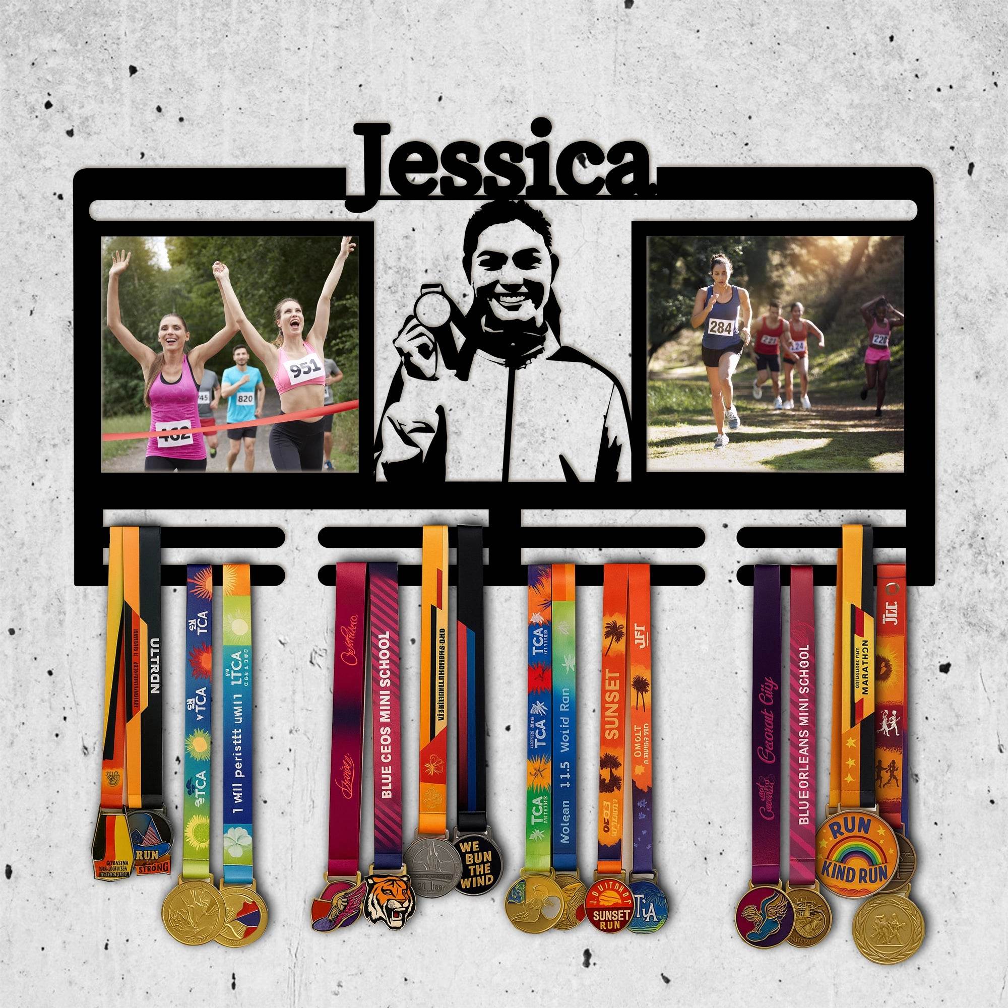 Personalized photo Medal Hanger for Runners – Stainless Steel Display Rack - Champion Hanger