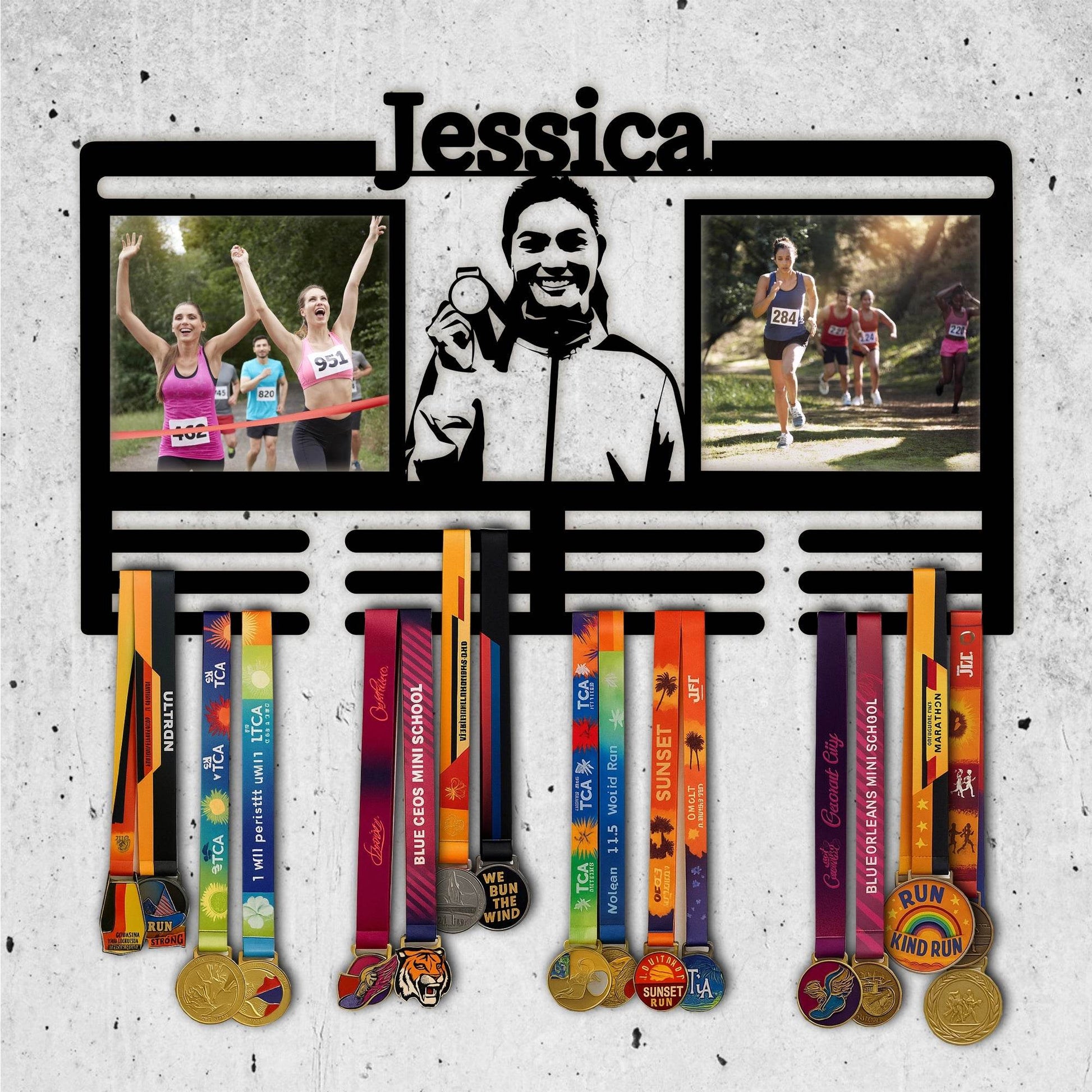 Personalized photo Medal Hanger for Runners – Stainless Steel Display Rack - Champion Hanger