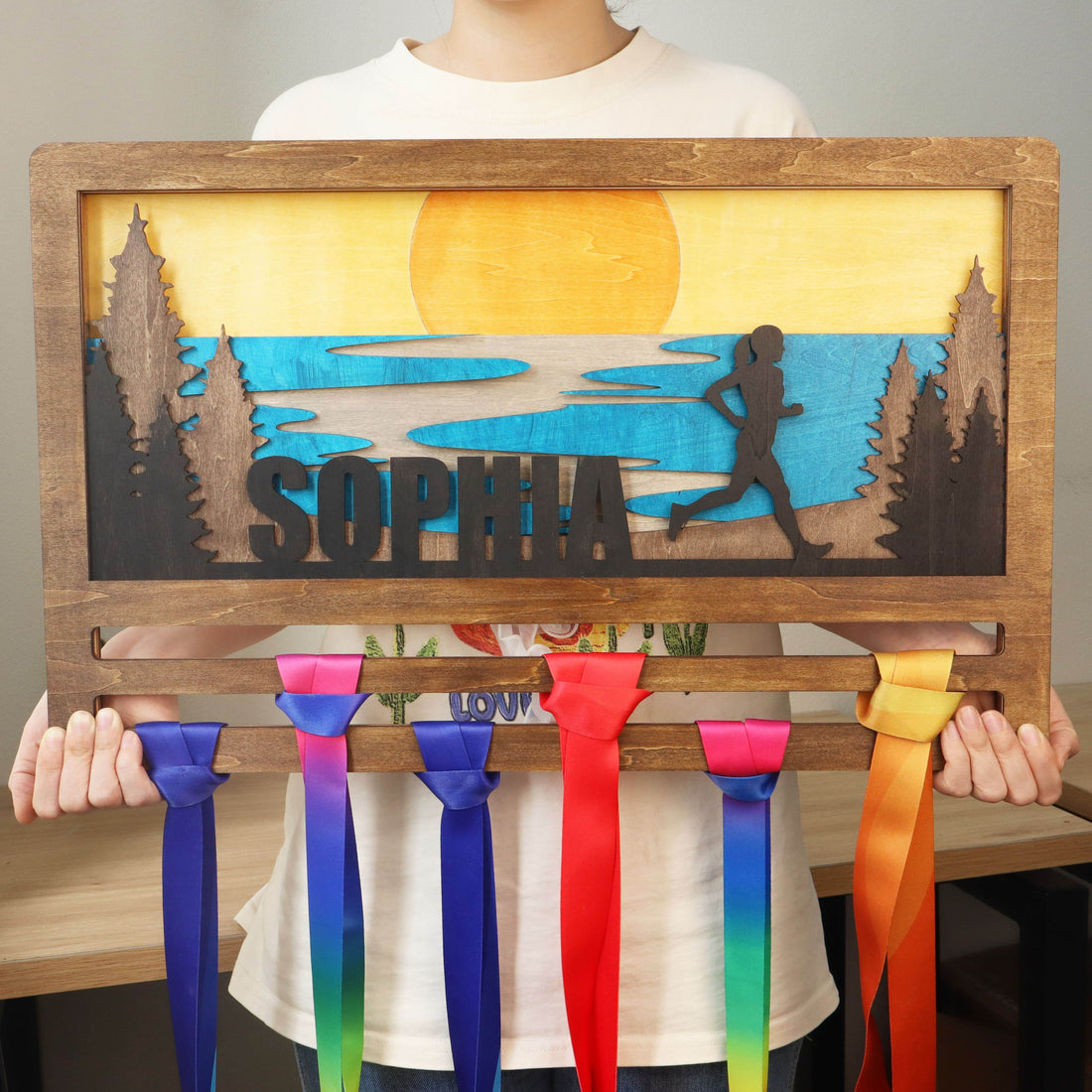 Sunset Beach Runner Medal Hanger – Custom Name Display for Runners , ChampionHanger hiking gifts - Champion Hanger