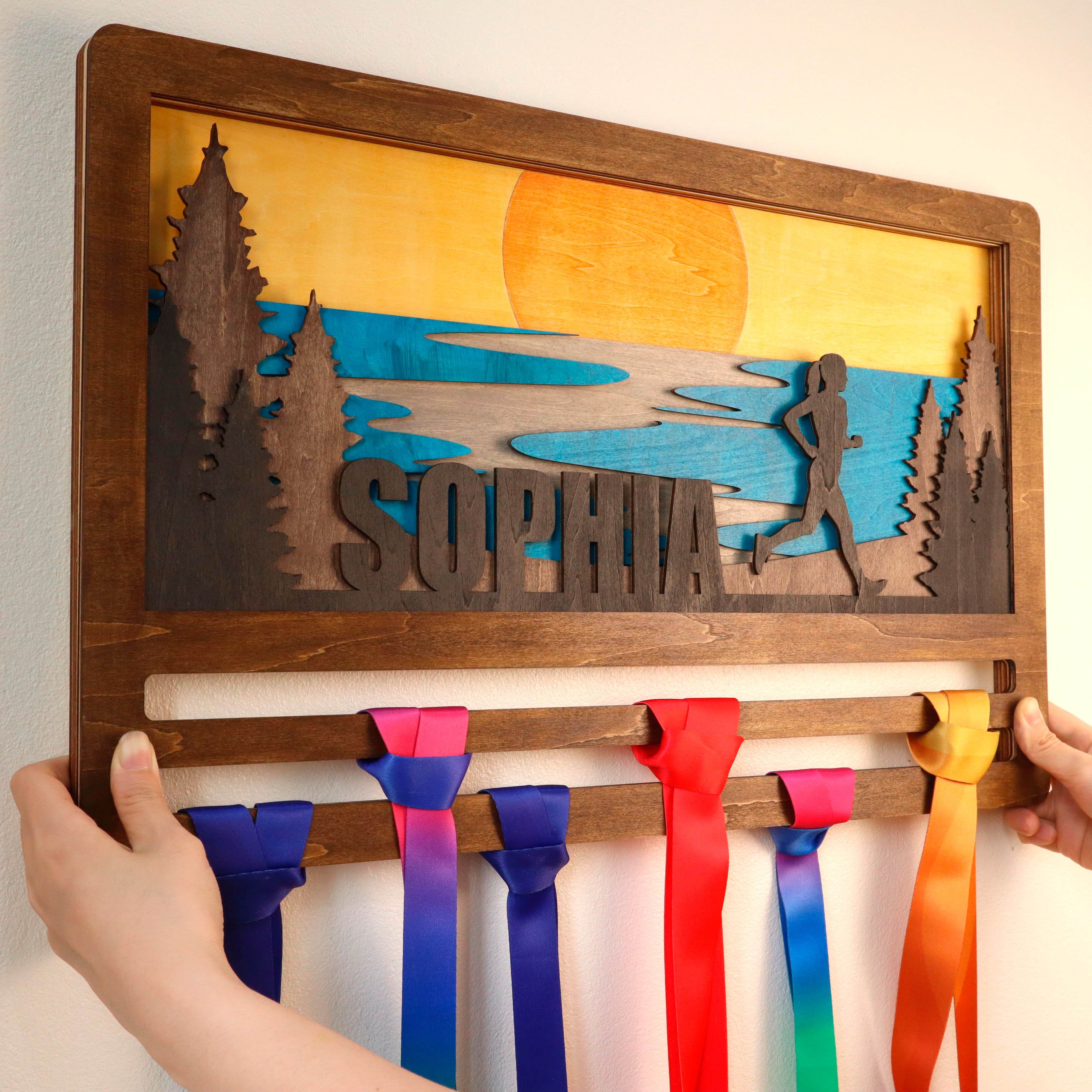 Sunset Beach Runner Medal Hanger – Custom Name Display for Runners , ChampionHanger hiking gifts - Champion Hanger