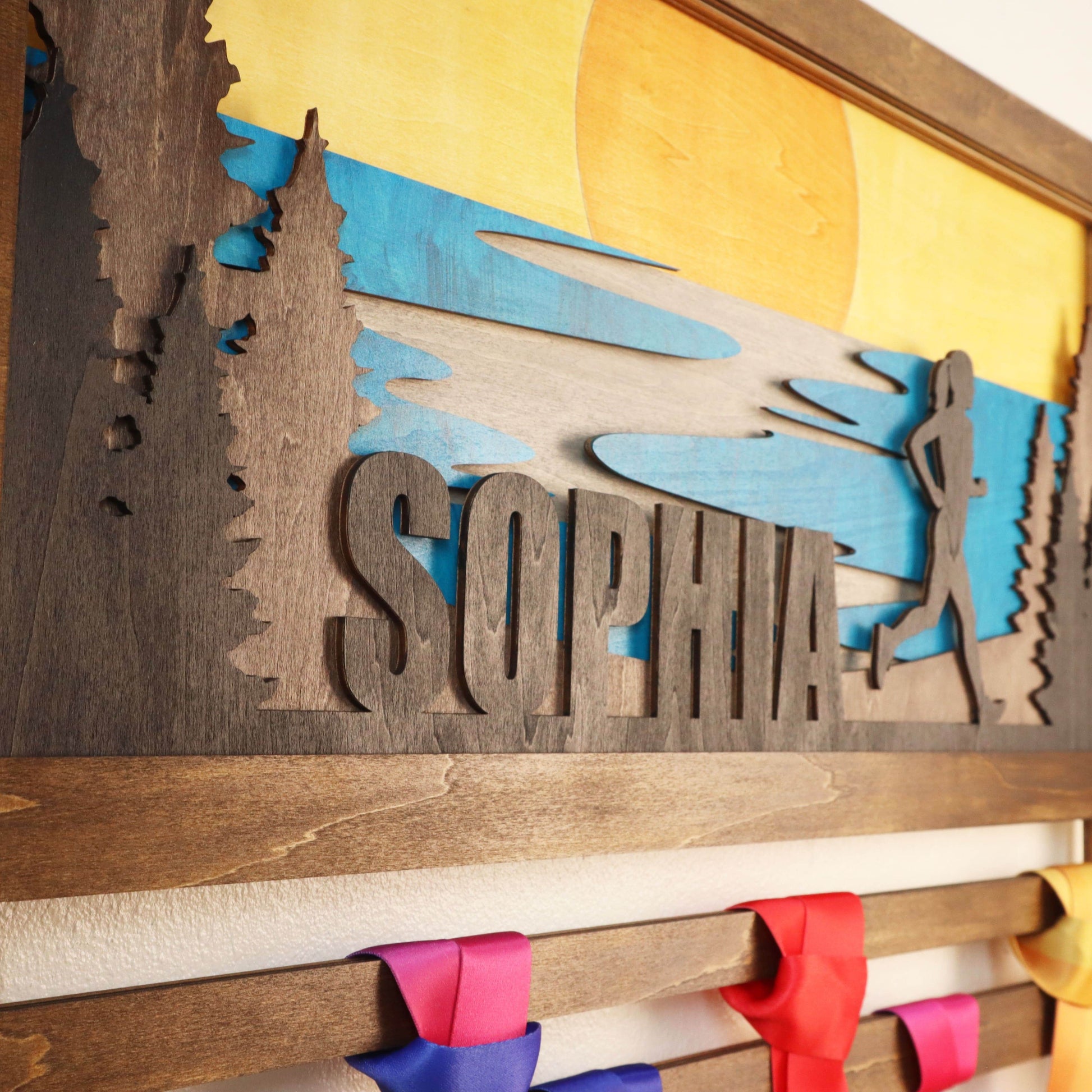 Sunset Beach Runner Medal Hanger – Custom Name Display for Runners , ChampionHanger hiking gifts - Champion Hanger
