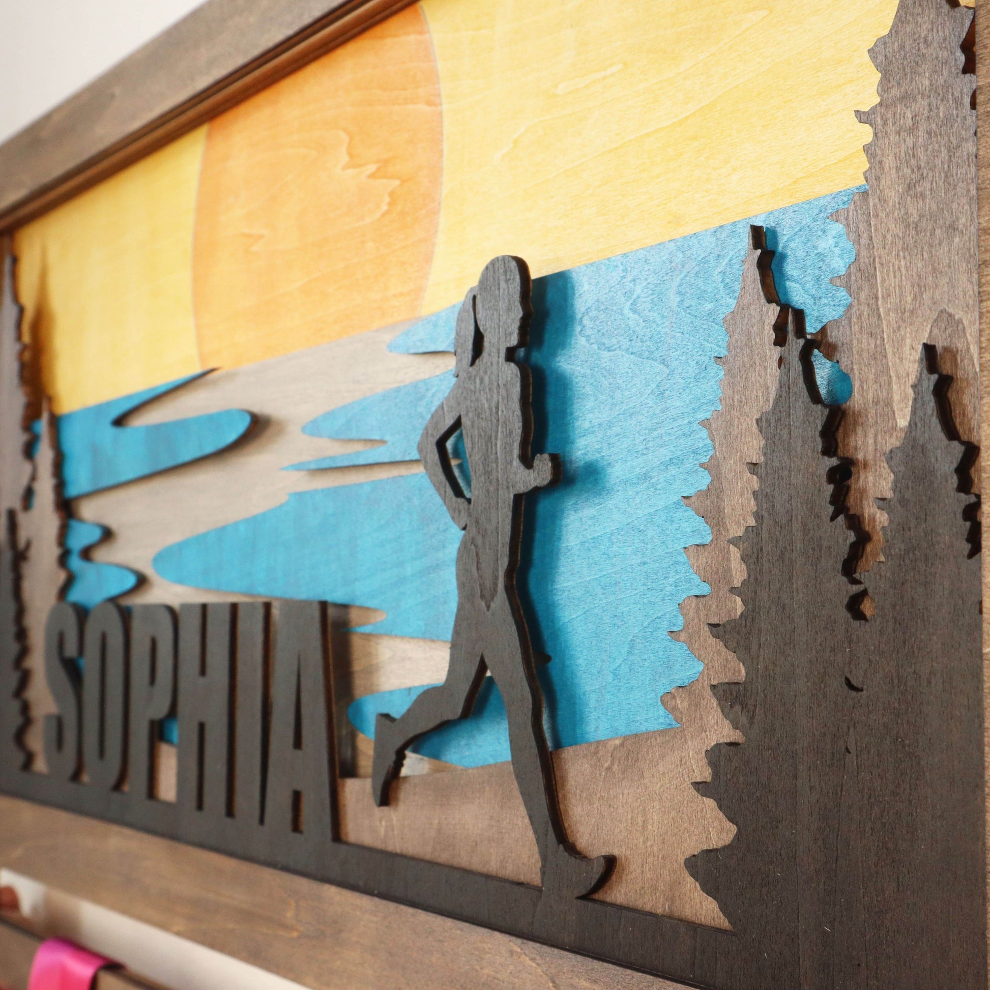 Sunset Beach Runner Medal Hanger – Custom Name Display for Runners , ChampionHanger hiking gifts - Champion Hanger