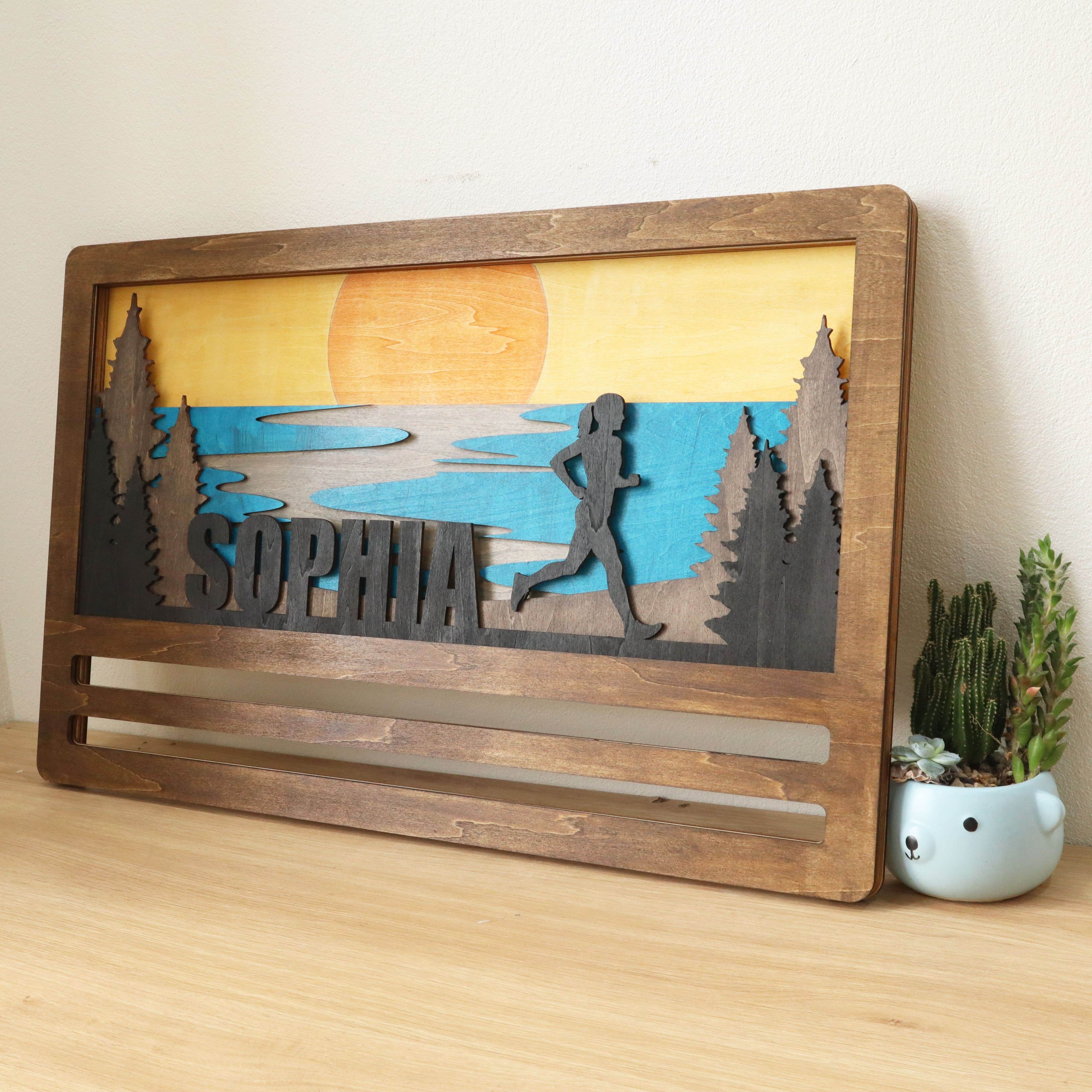 Sunset Beach Runner Medal Hanger – Custom Name Display for Runners , ChampionHanger hiking gifts - Champion Hanger