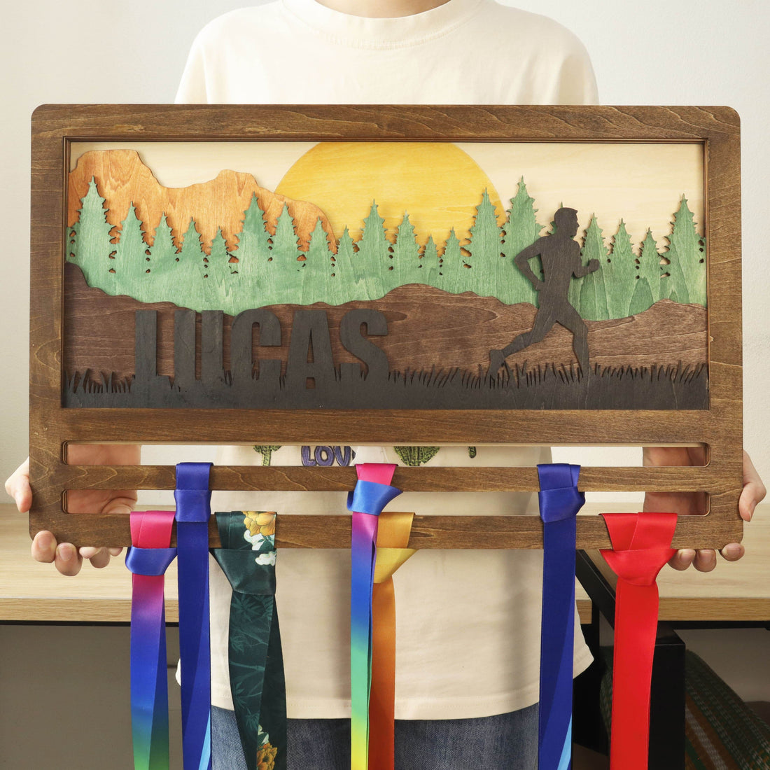 Wooden Medal Hanger For Runner, Custom NAME medal holder, ChampionHanger Running gifts - Champion Hanger