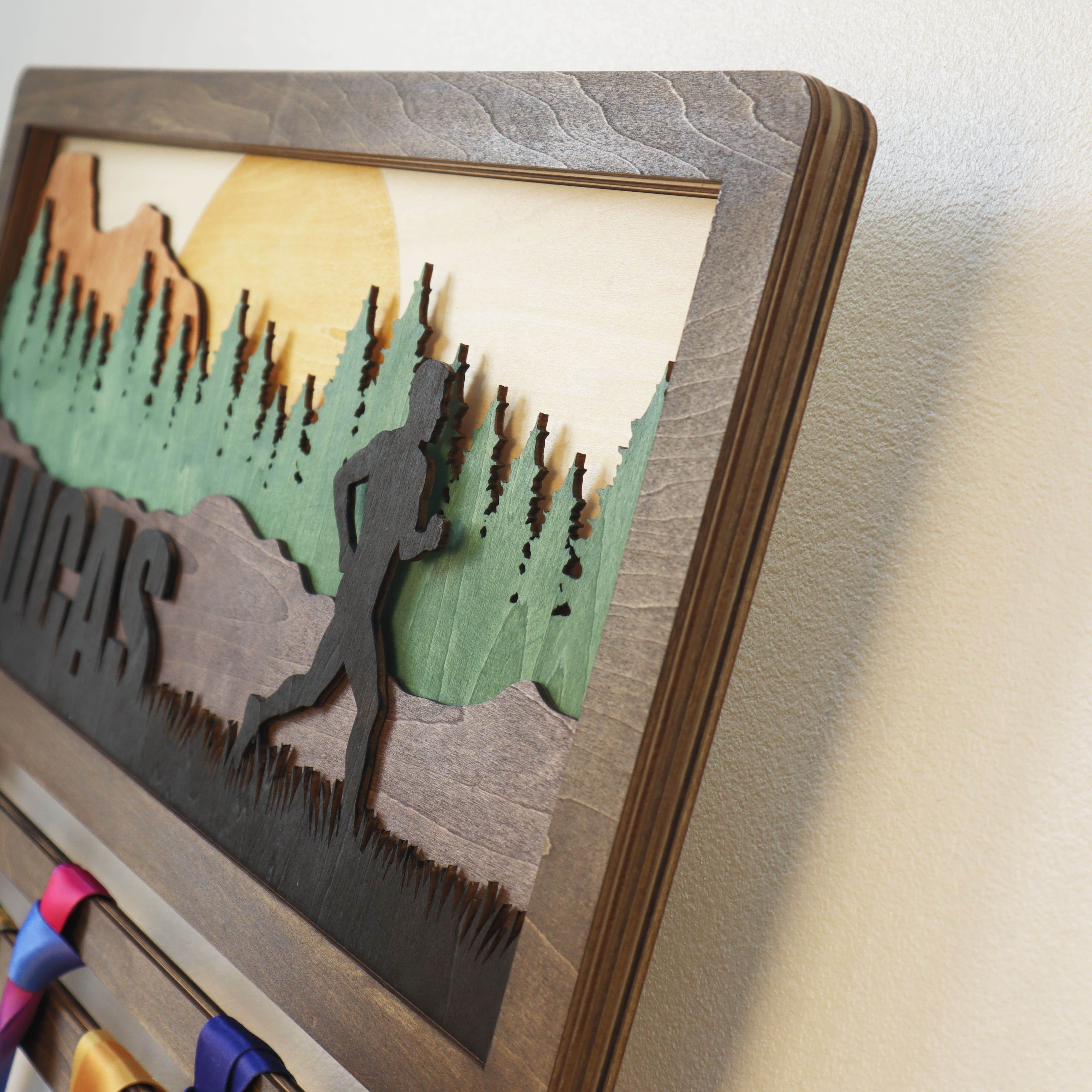 Wooden Medal Hanger For Runner, Custom NAME medal holder, ChampionHanger Running gifts - Champion Hanger