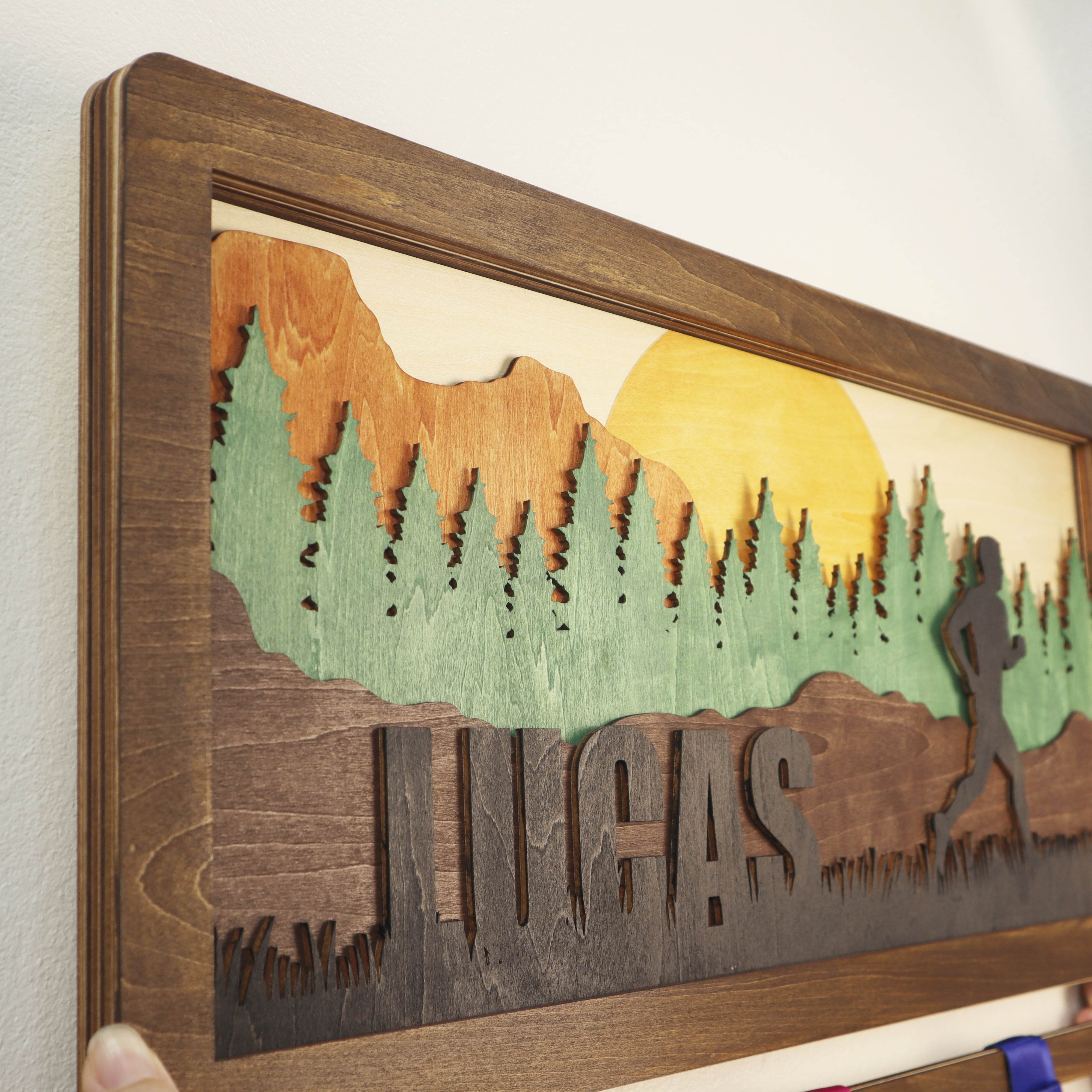 Wooden Medal Hanger For Runner, Custom NAME medal holder, ChampionHanger Running gifts - Champion Hanger