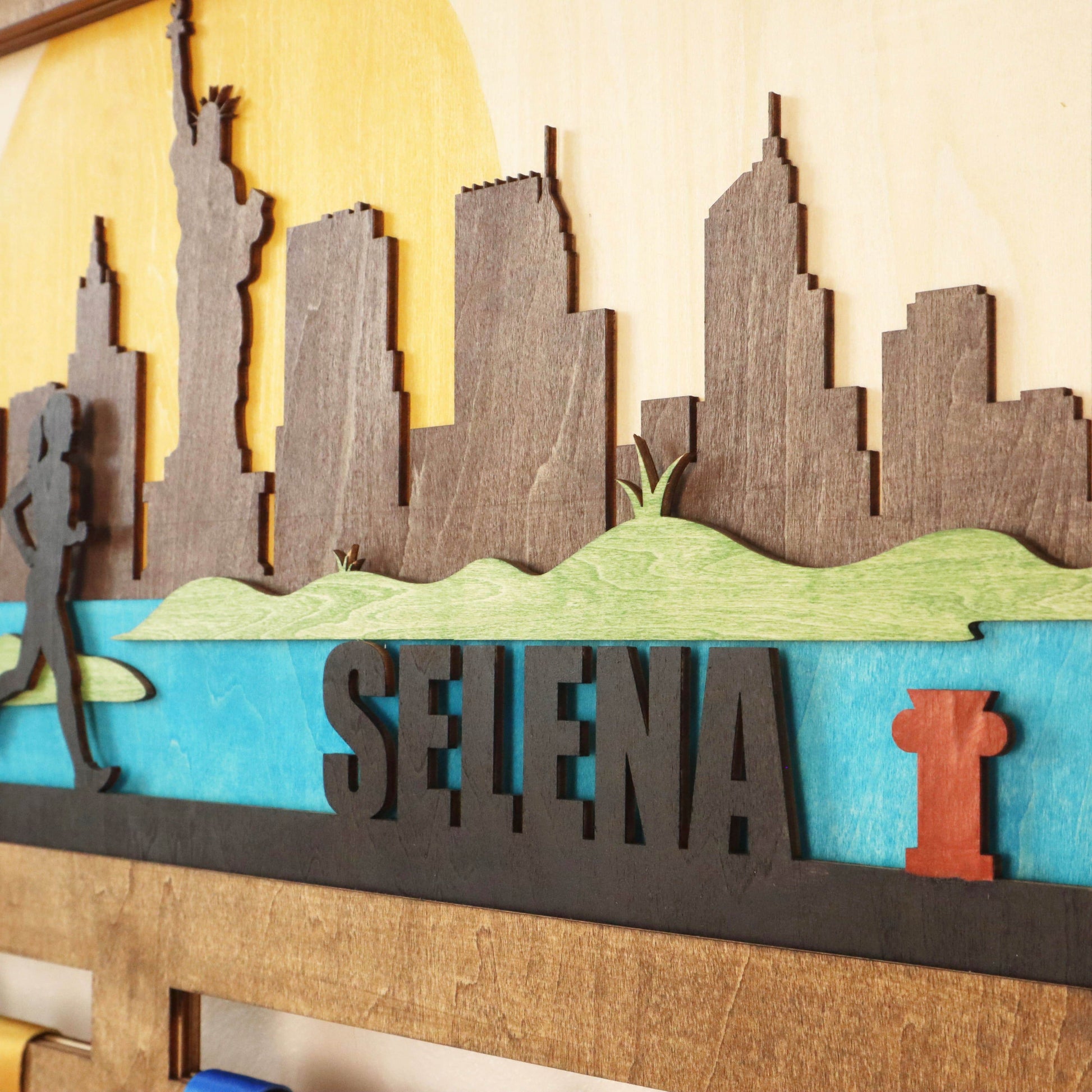 Wooden medal hanger Runner with dog – Custom Wooden Hanger , ChampionHanger running gifts - Champion Hanger