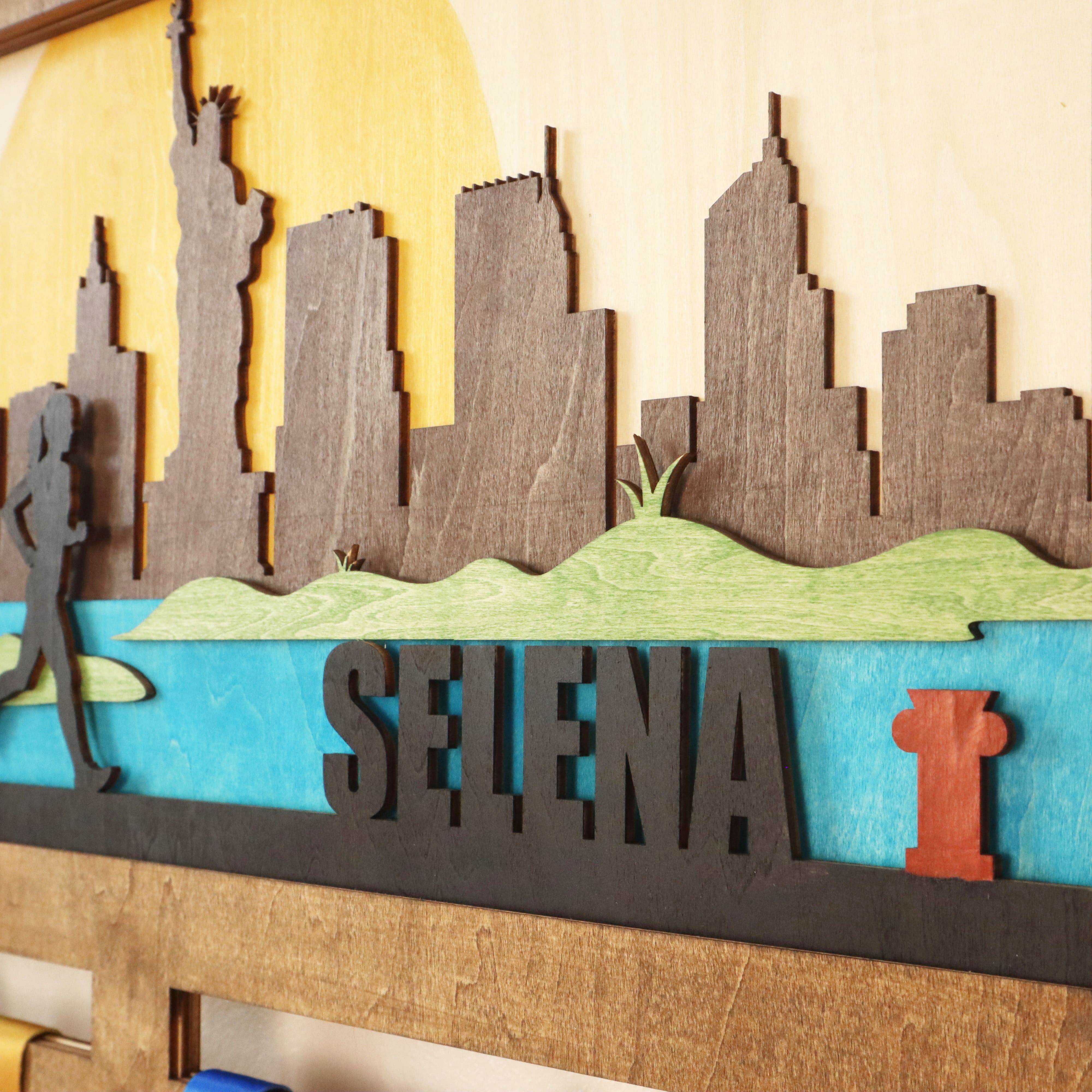 Wooden medal hanger Runner with dog – Custom Wooden Hanger , ChampionHanger running gifts - Champion Hanger