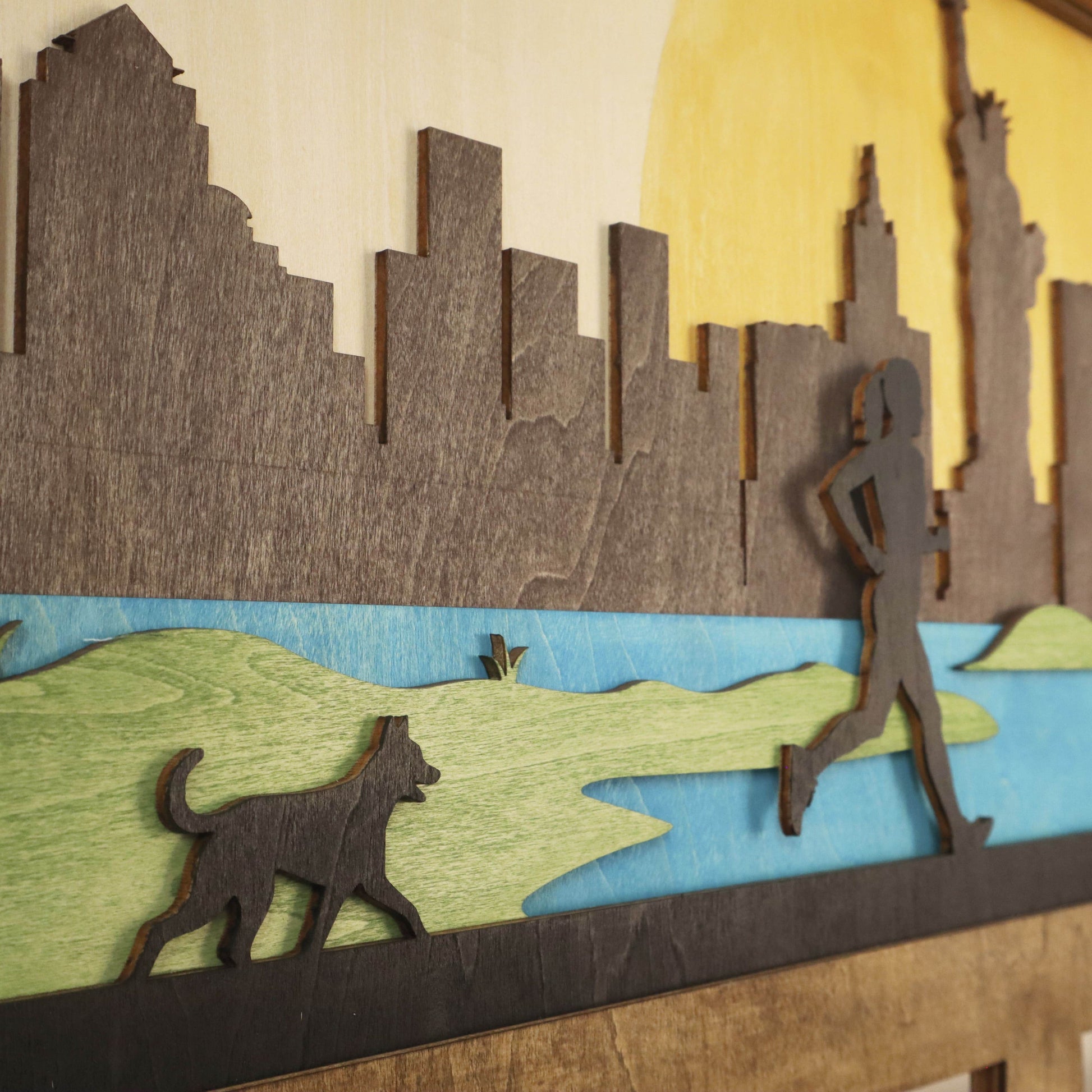 Wooden medal hanger Runner with dog – Custom Wooden Hanger , ChampionHanger running gifts - Champion Hanger
