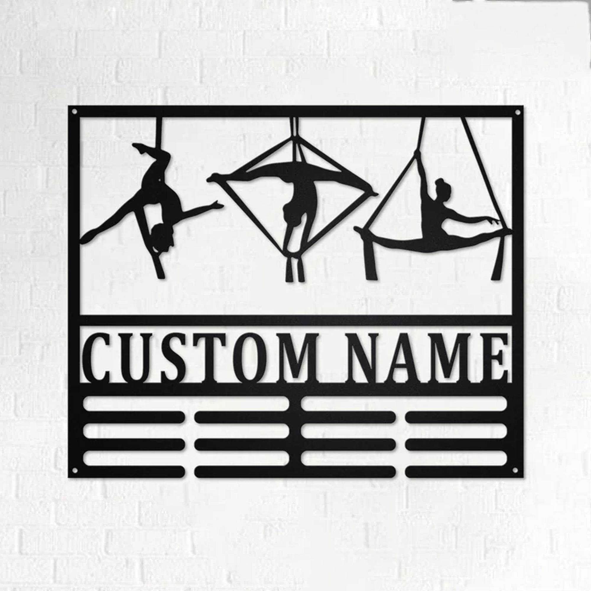 Custom Aerial Hoop Medal Holder, Personalized Name Display Rack for Medals & Awards - Champion Hanger