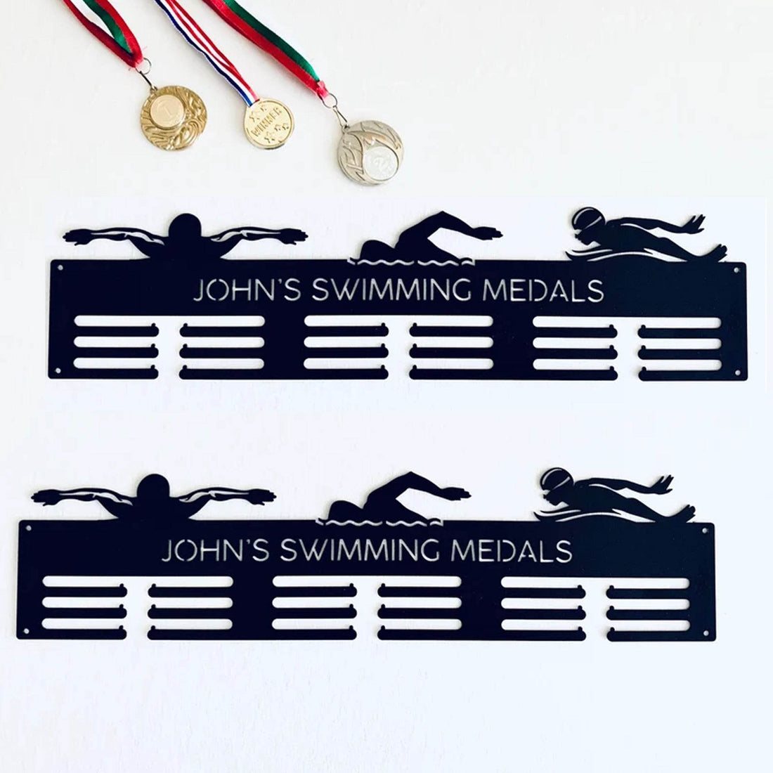 Swimming Medal Hanger, Custom Rack for Swimmer Awards & Ribbons, Custom Gift for Swimmer - Champion Hanger