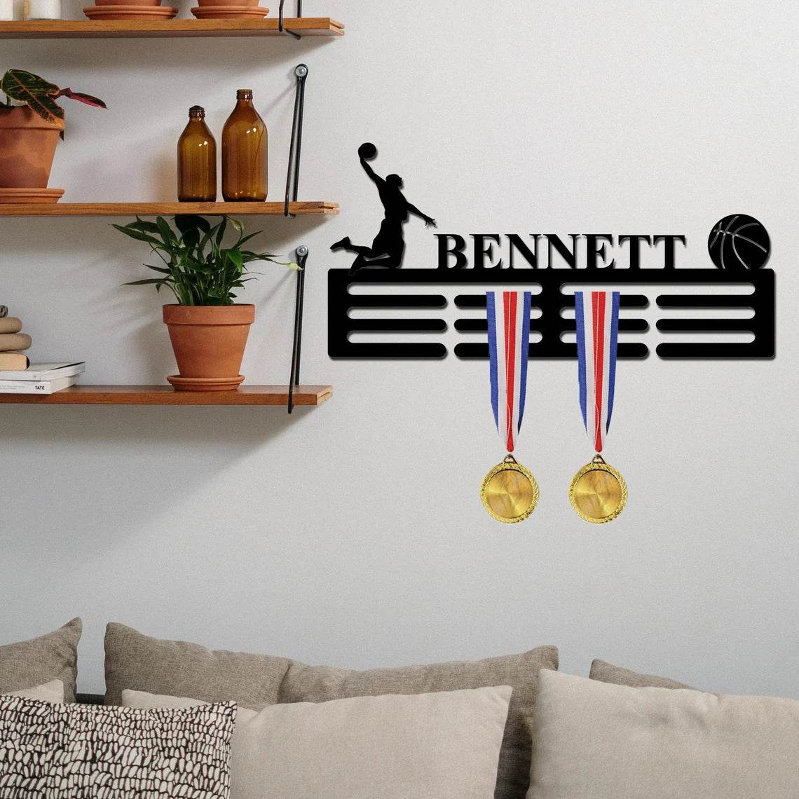 Personalized Basketball Medal Rack, Custom Hanger for Medals, Custom Basketball Gift - Champion Hanger