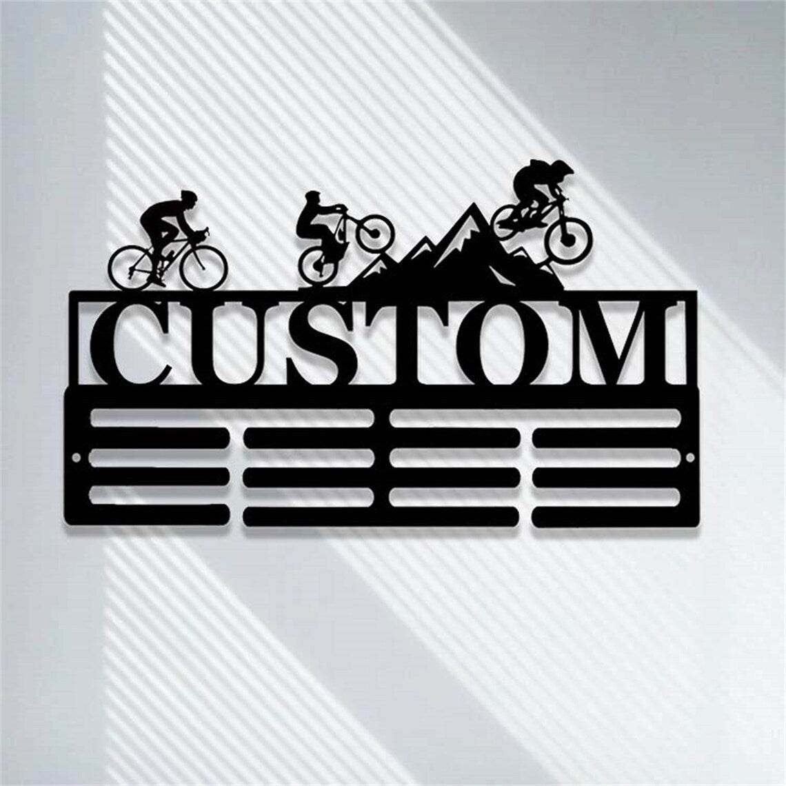 Personalized Medal Holder for Cyclists – Custom Name Display for Bike Racing Achievements - Champion Hanger