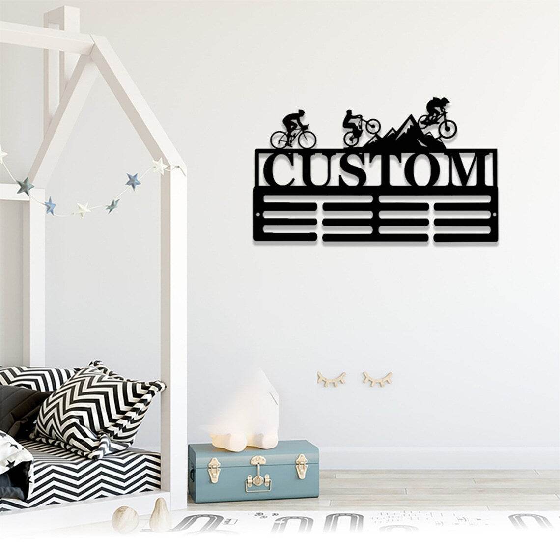 Personalized Medal Holder for Cyclists – Custom Name Display for Bike Racing Achievements - Champion Hanger