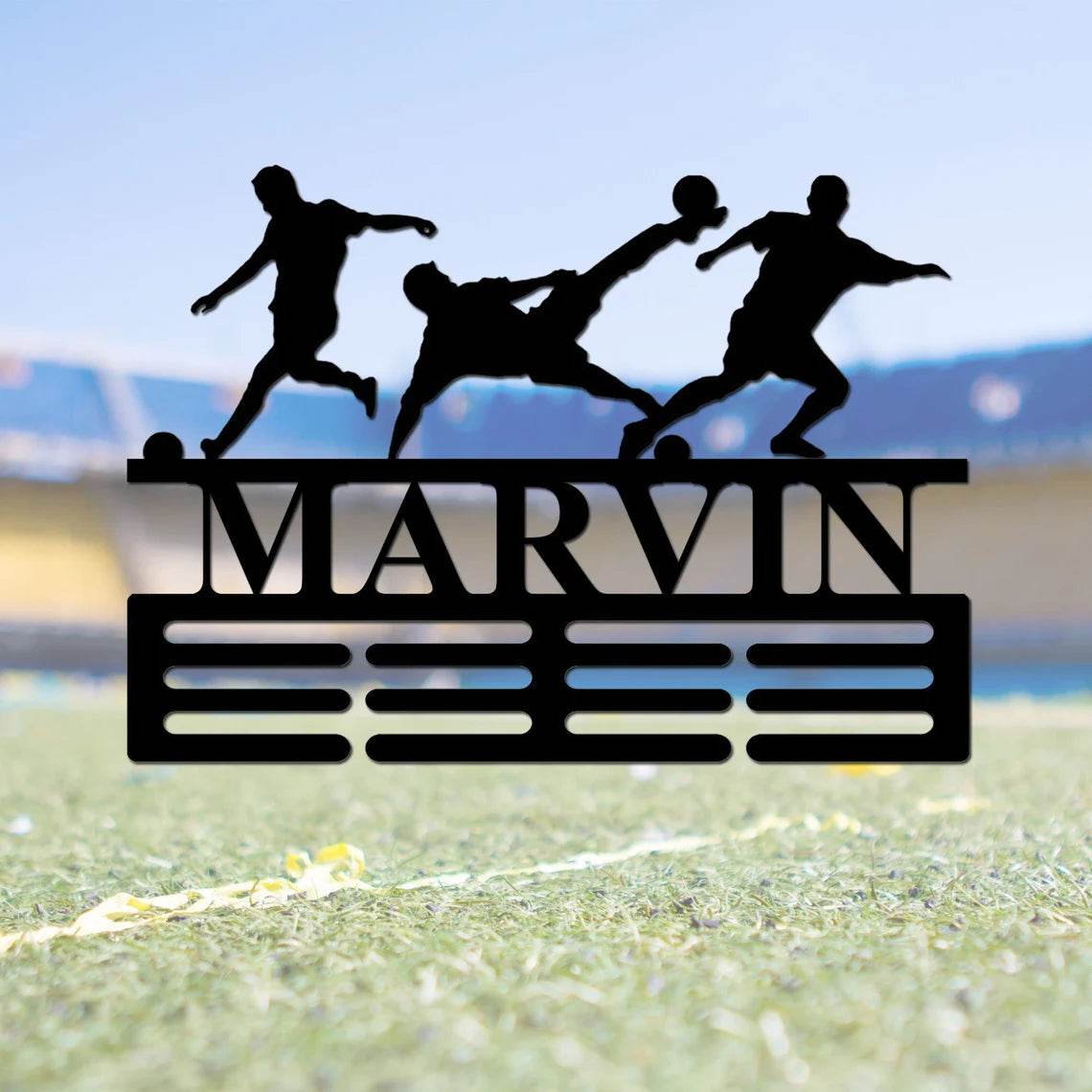 Custom Soccer Medal Hanger for Kids & Players, Personalized Display Rack with Name - Champion Hanger