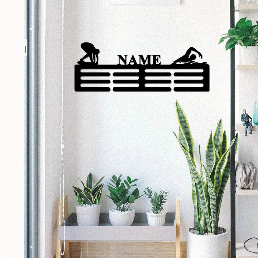 Swimming Medal Holder, Custom Rack for Swimmer Awards & Ribbons, Custom Gift for Swimmer - Champion Hanger