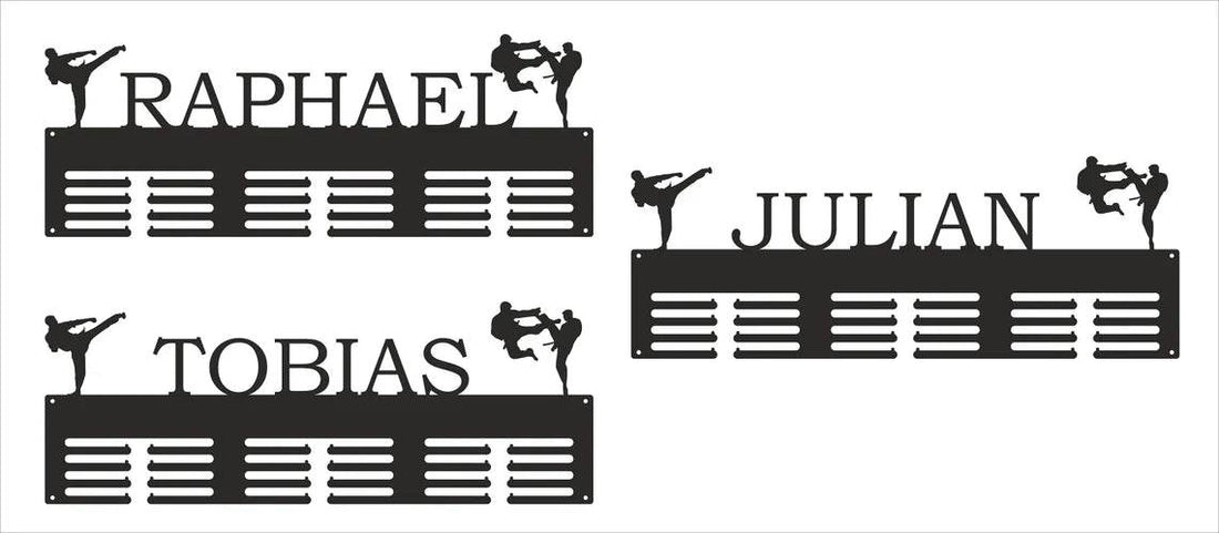 Personalized Taekwondo Medal Holder, Custom Metal Hanger for Karate, Jiu-Jitsu & Martial Arts Awards For Men, Women, or Kids - Champion Hanger