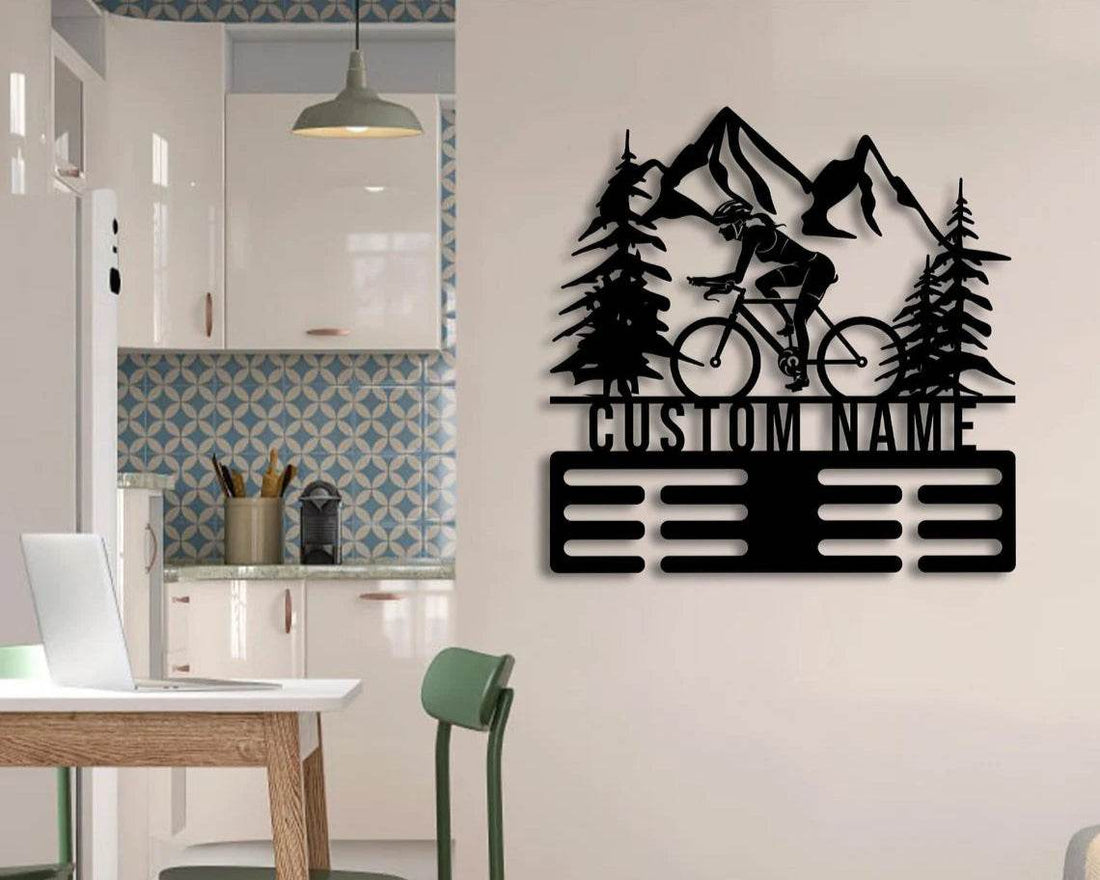 Personalized Medal Holder for Cyclists – Custom Name Display for Bike Racing Achievements - Champion Hanger