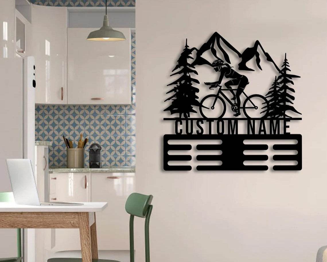 Personalized Medal Holder for Cyclists – Custom Name Display for Bike Racing Achievements - Champion Hanger