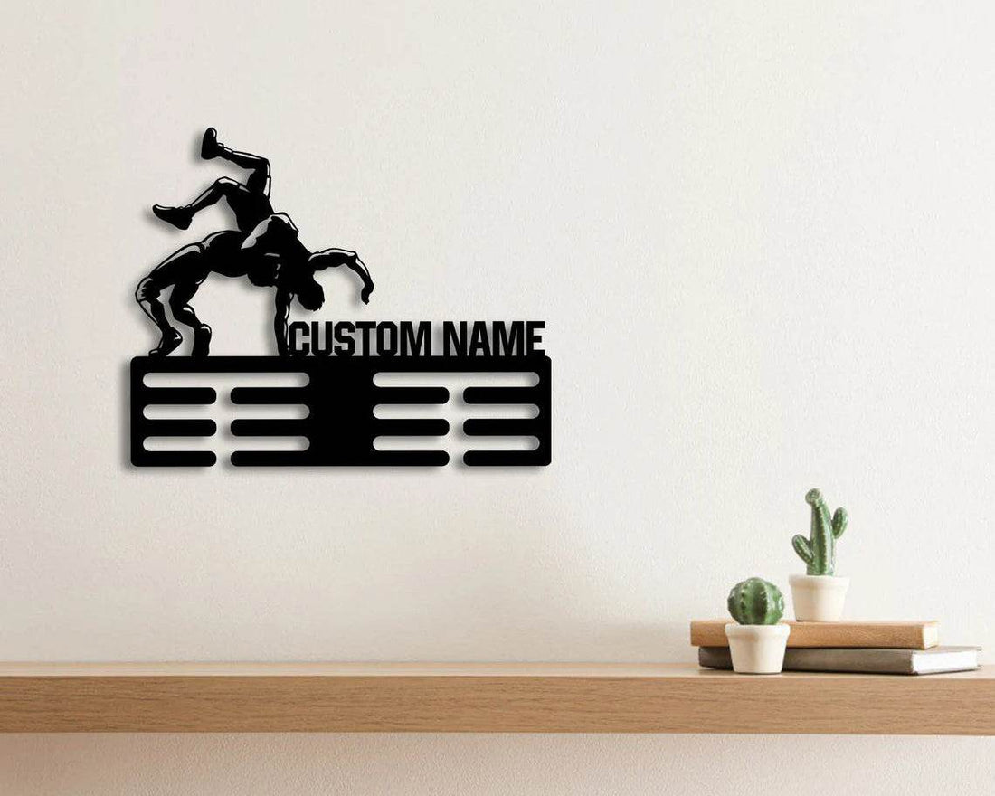 Custom Wrestling Medal Hanger, Personalized Metal Wall Art for Medal Display, Wrestler Award Rack & Gift - Champion Hanger