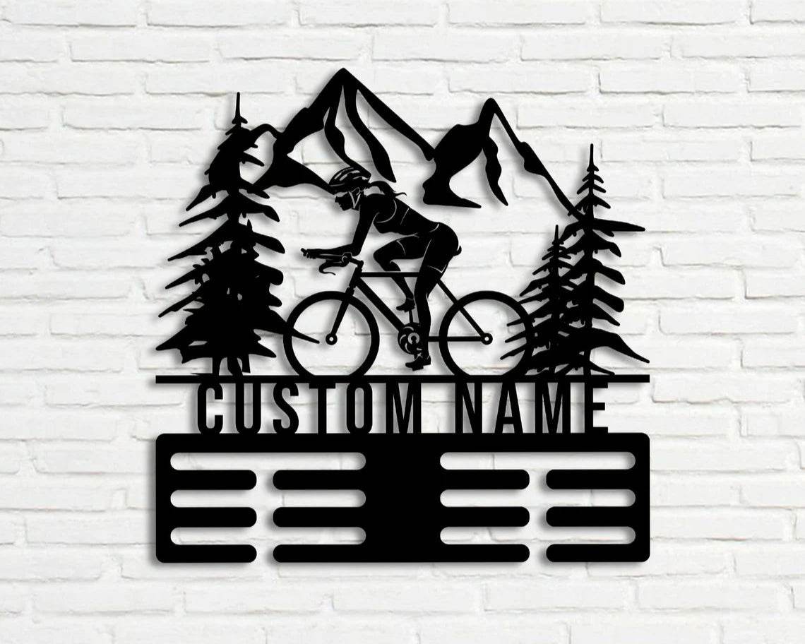 Personalized Medal Holder for Cyclists – Custom Name Display for Bike Racing Achievements - Champion Hanger