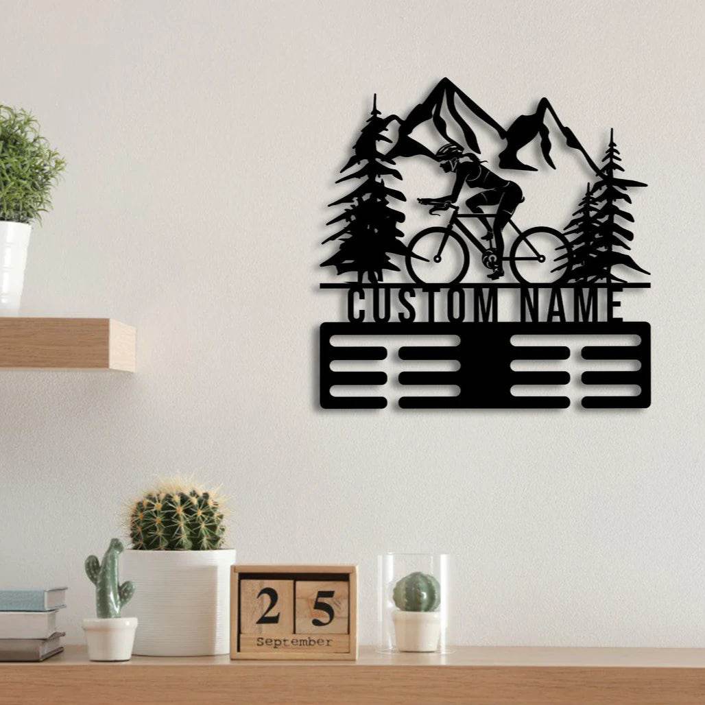 Personalized Medal Holder for Cyclists – Custom Name Display for Bike Racing Achievements - Champion Hanger