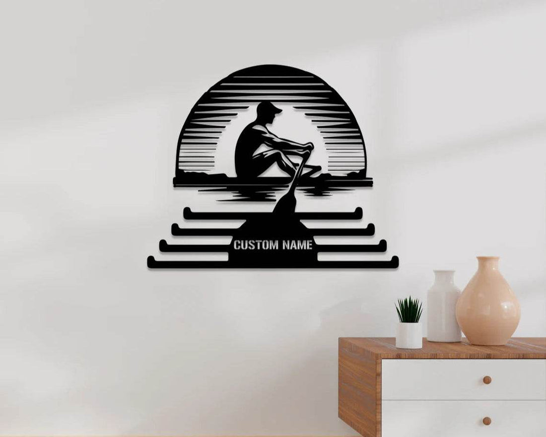 Custom Rowing Medal Hanger, Personalized Boatman Name Metal Wall Art, Rowing Medal Display Rack, Home Sports Decor - Champion Hanger
