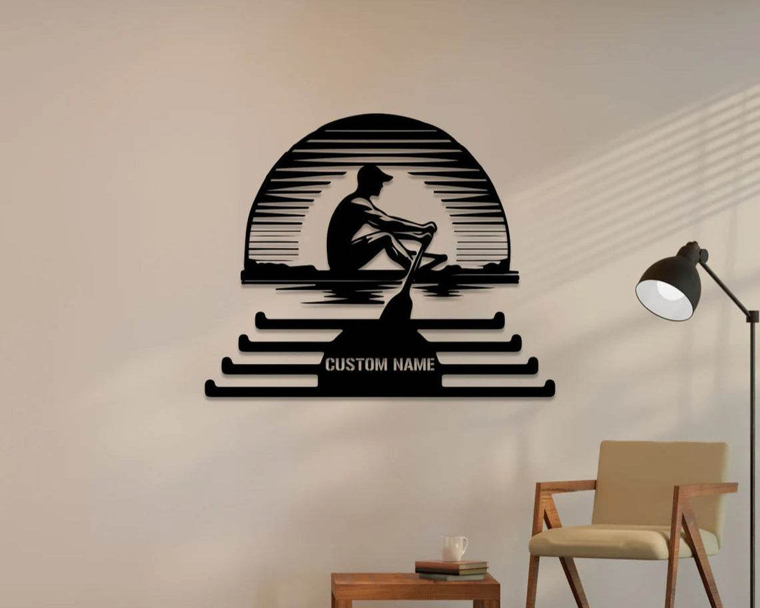 Custom Rowing Medal Hanger, Personalized Boatman Name Metal Wall Art, Rowing Medal Display Rack, Home Sports Decor - Champion Hanger