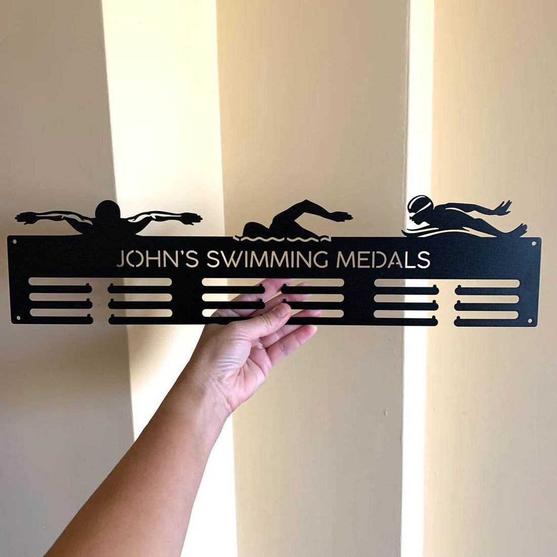Swimming Medal Hanger, Custom Rack for Swimmer Awards & Ribbons, Custom Gift for Swimmer - Champion Hanger