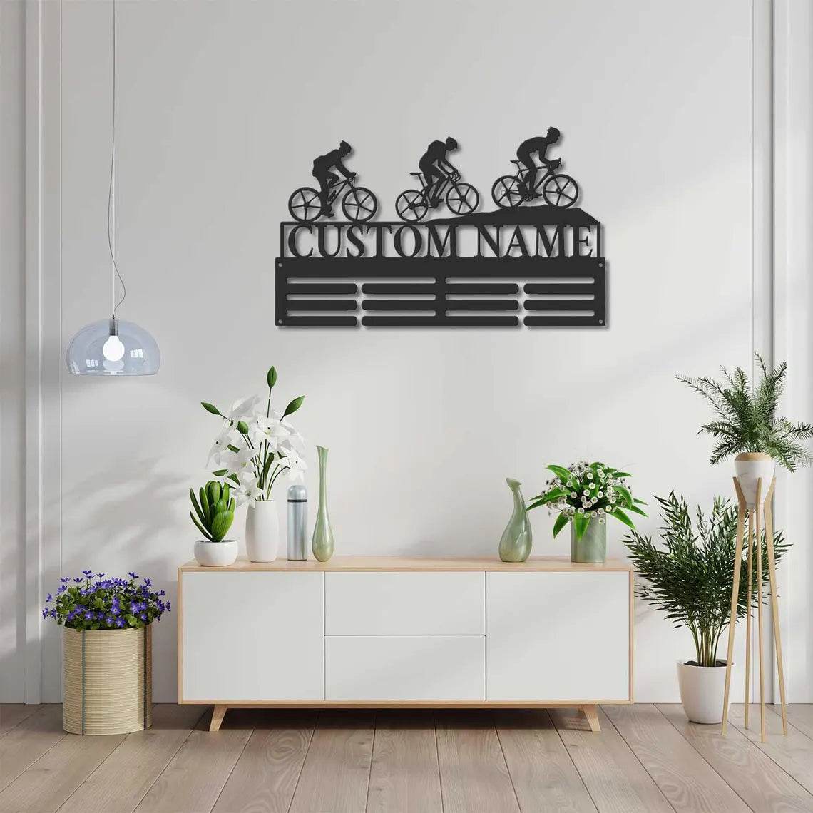 Custom Cyclist Medal Hanger, Personalized Holder for Bike Racing Medals - Champion Hanger