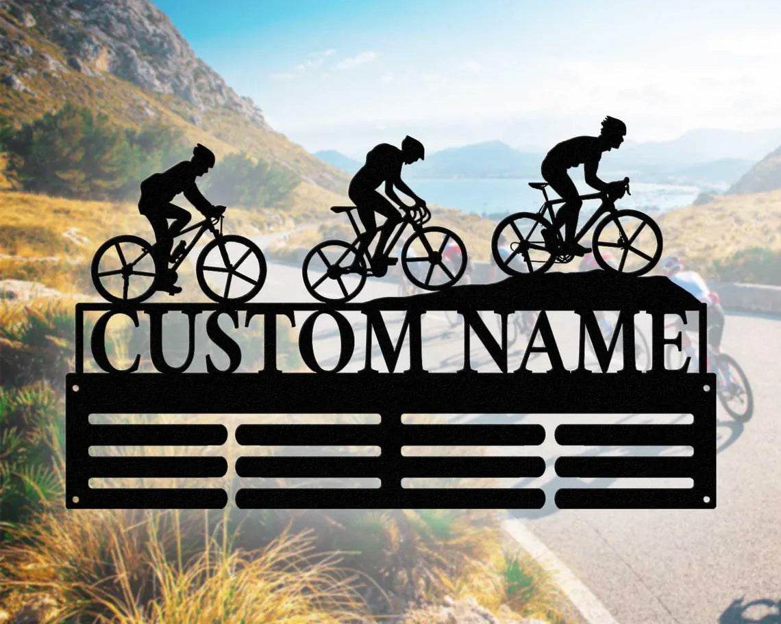 Custom Cyclist Medal Hanger, Personalized Holder for Bike Racing Medals - Champion Hanger