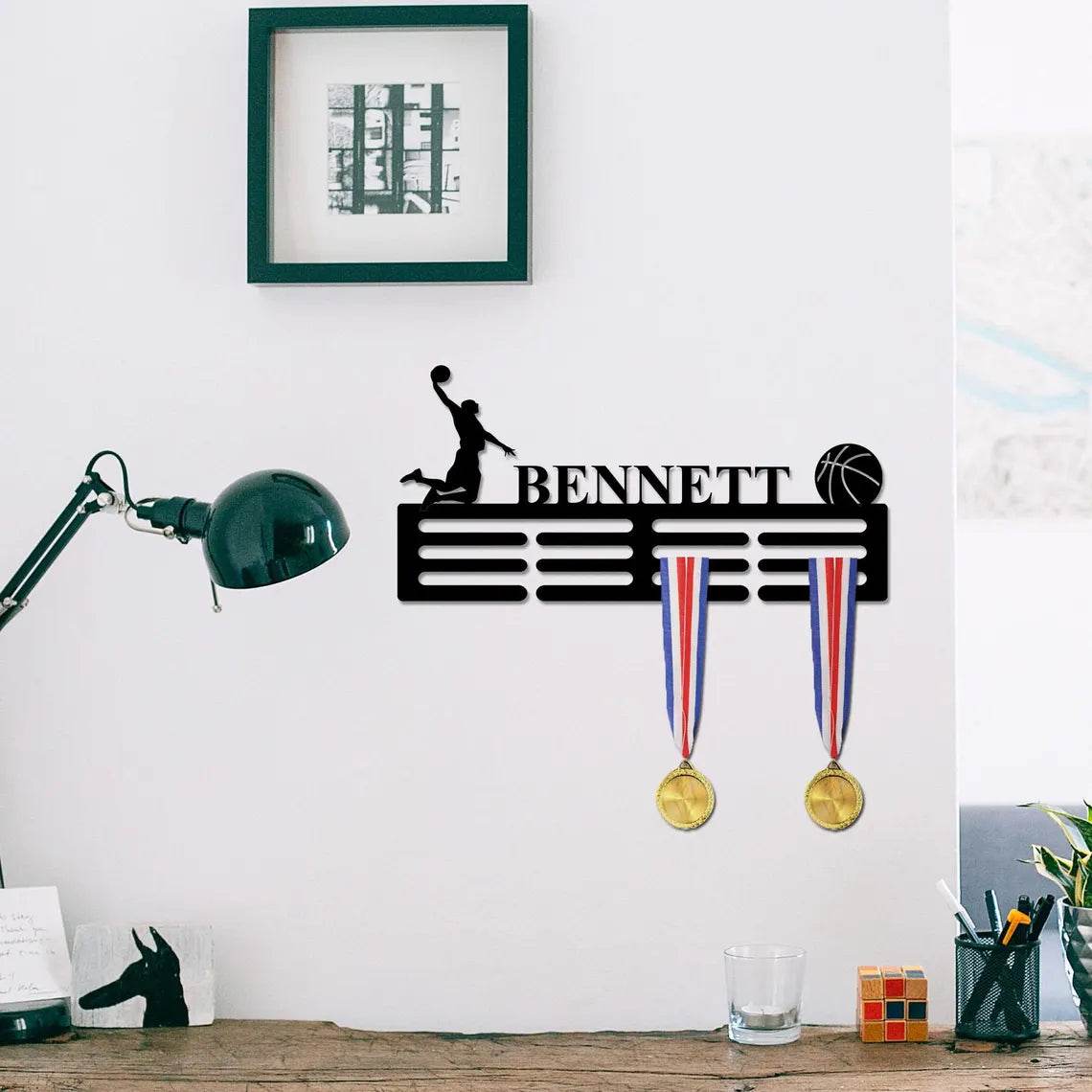 Personalized Basketball Medal Rack, Custom Hanger for Medals, Custom Basketball Gift - Champion Hanger