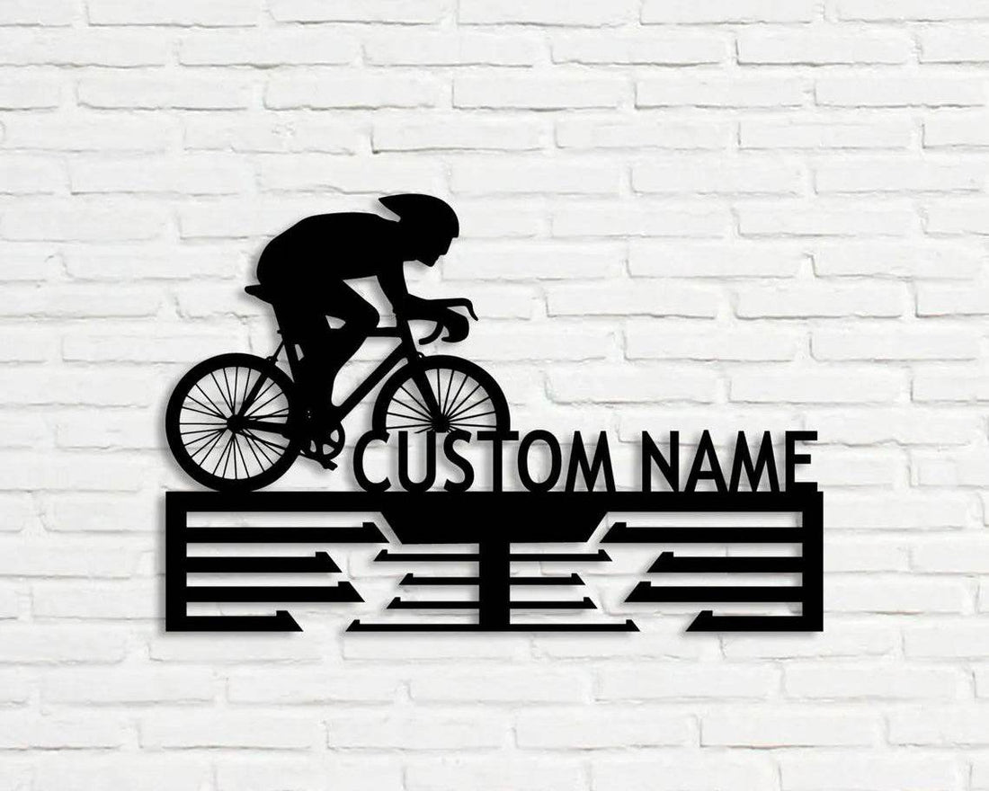 Cycling Medal Display with Custom Name – Perfect for Dirt Bike & Race Awards - Champion Hanger