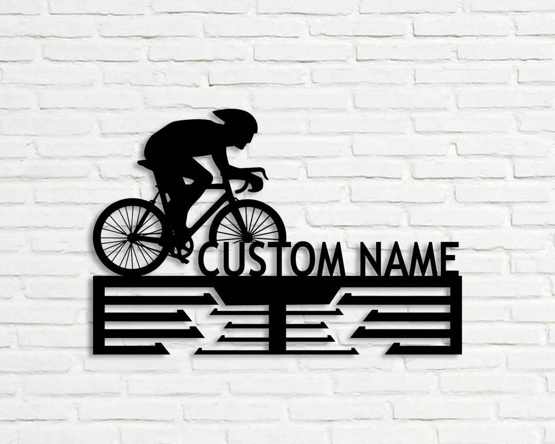 Cycling Medal Display with Custom Name – Perfect for Dirt Bike & Race Awards - Champion Hanger