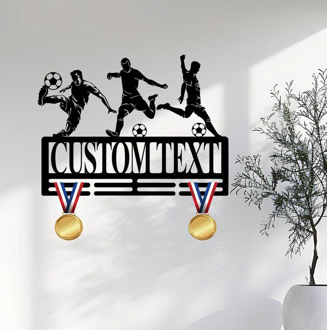 Football Medal Hanger, Custom Name Monogram, Personalized Medal Holder, Sports Award Display Rack - Champion Hanger