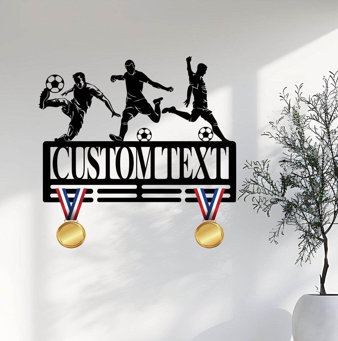 Football Medal Hanger, Custom Name Monogram, Personalized Medal Holder, Sports Award Display Rack - Champion Hanger