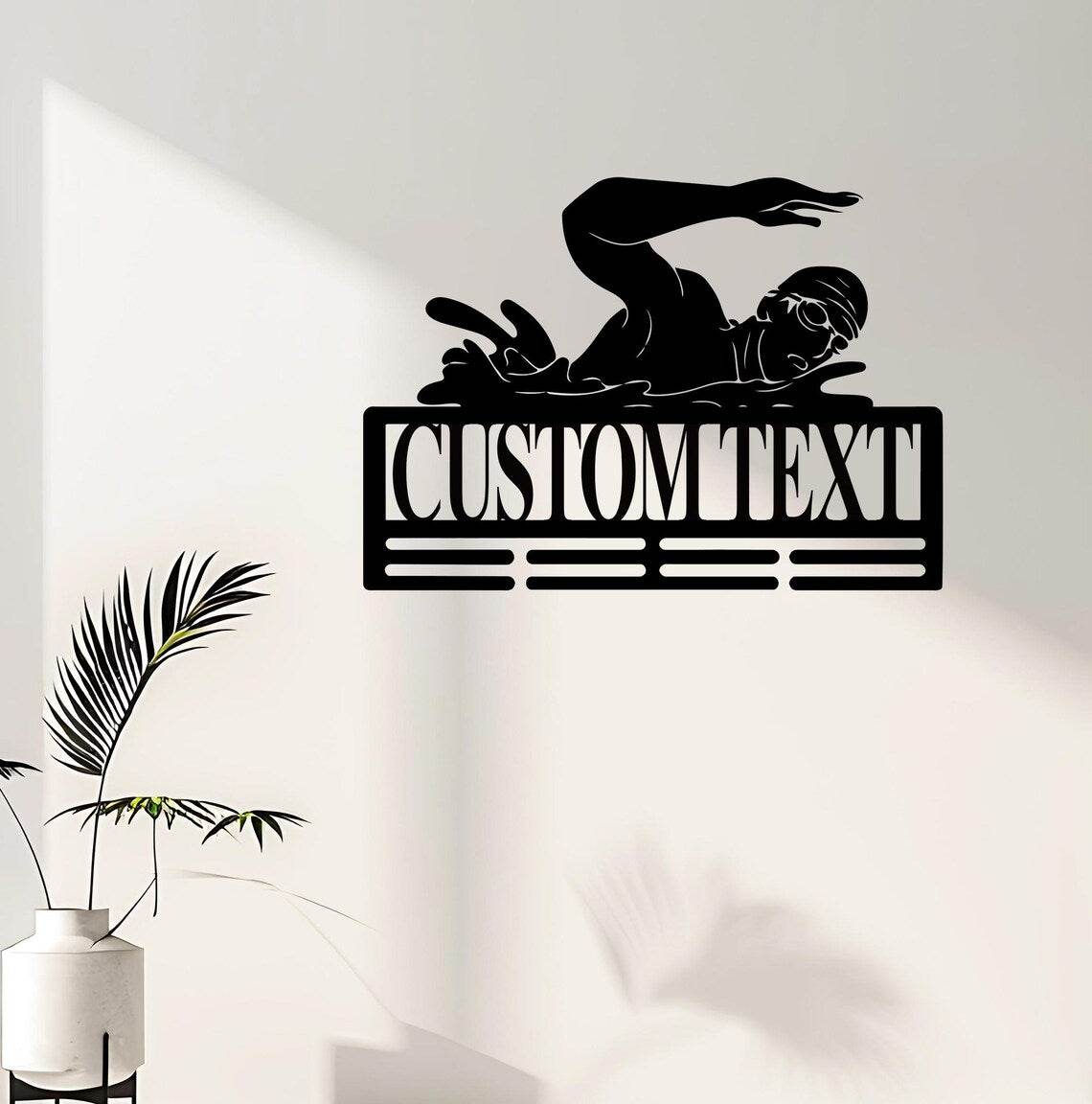 Personalized Swimming Medal Holder, Custom Display Rack for Swimmer Awards, Medal Hanger for Swimmer - Champion Hanger