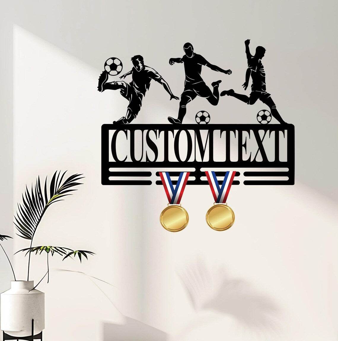 Football Medal Hanger, Custom Name Monogram, Personalized Medal Holder, Sports Award Display Rack - Champion Hanger
