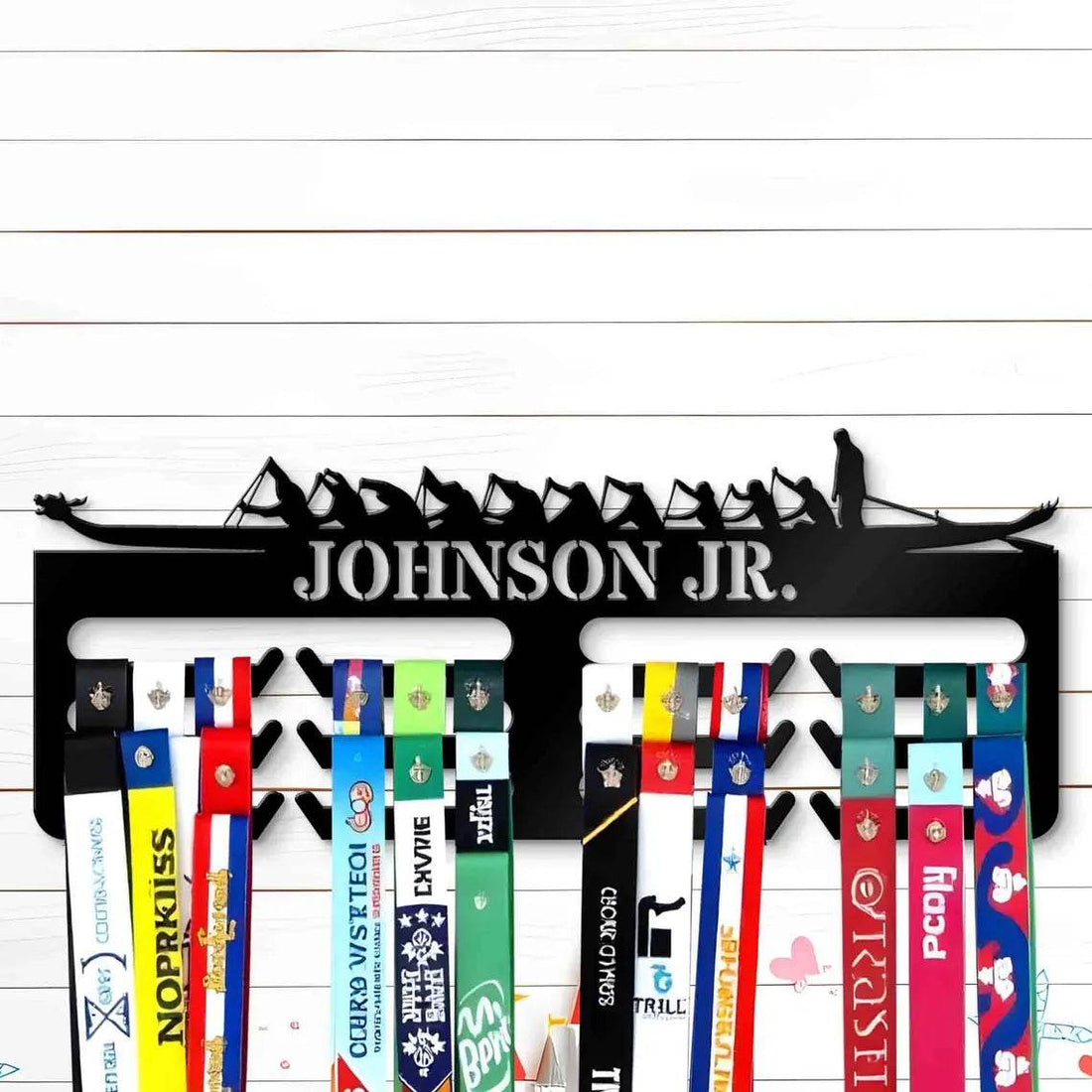 Personalized Rowing Medal Holder, Custom Name Display Rack for Boat Rowers, Perfect Gift Idea - Champion Hanger