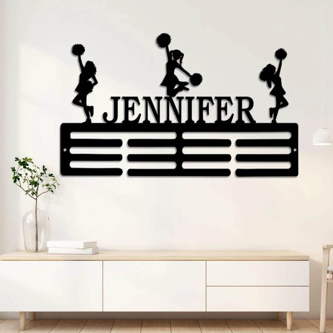 Custom Cheerleader Medal Rack, Personalized Name Display for Cheer Awards & Ribbons, Gift for Girls - Champion Hanger