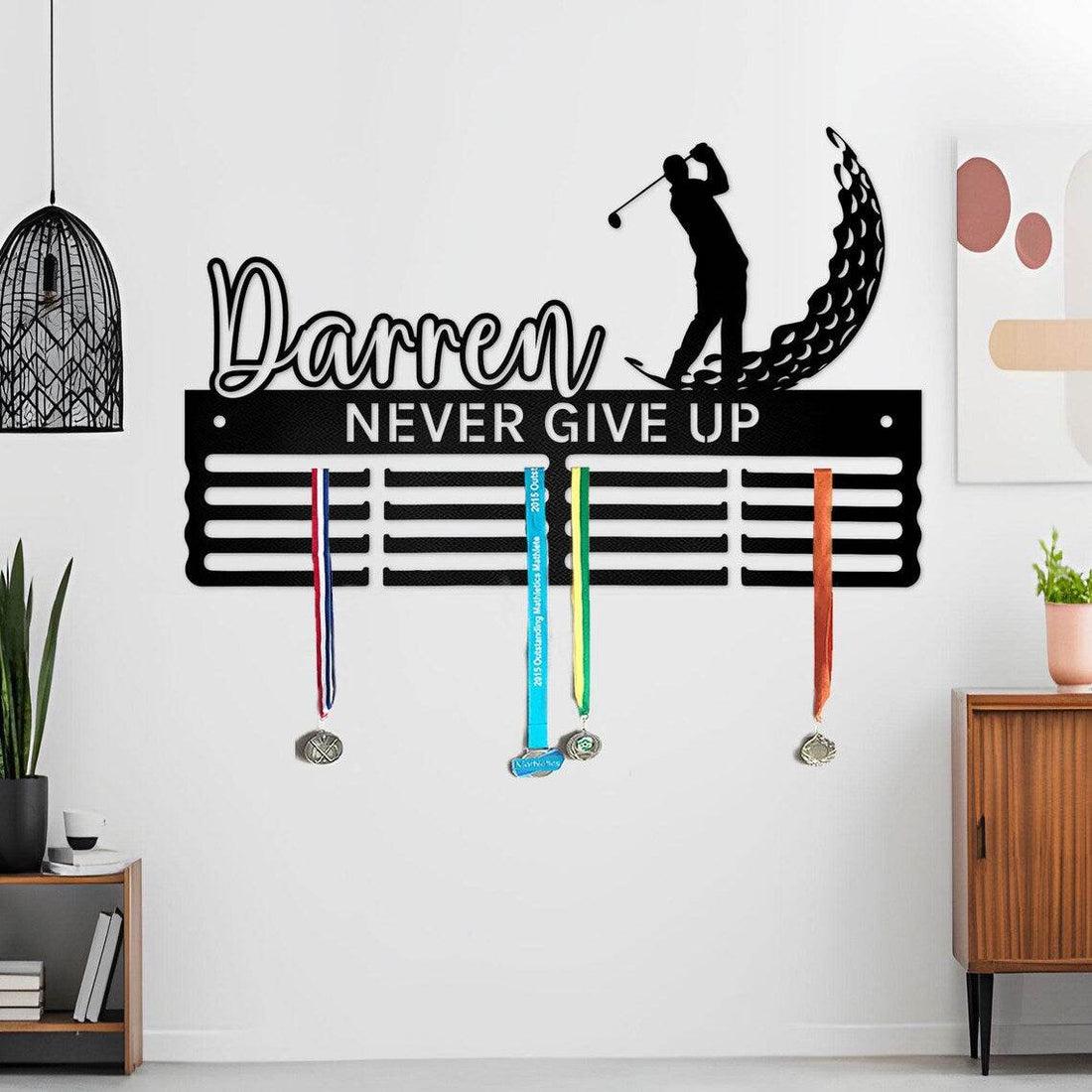 Custom Golf Medal Hanger, Personalized Name Display Rack for Awards & Ribbons, Golf Medal Holder Gift - Champion Hanger
