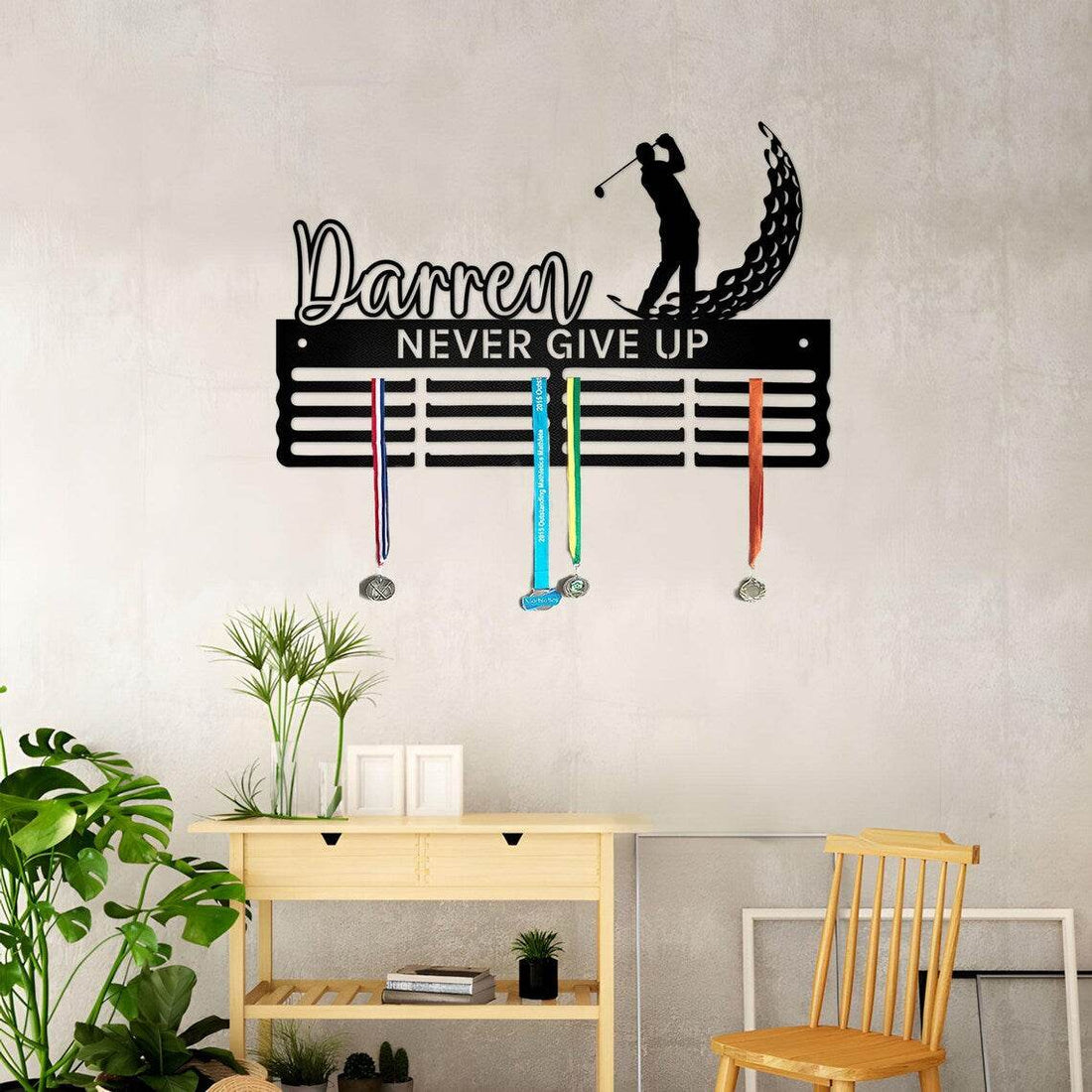 Custom Golf Medal Hanger, Personalized Name Display Rack for Awards & Ribbons, Golf Medal Holder Gift - Champion Hanger