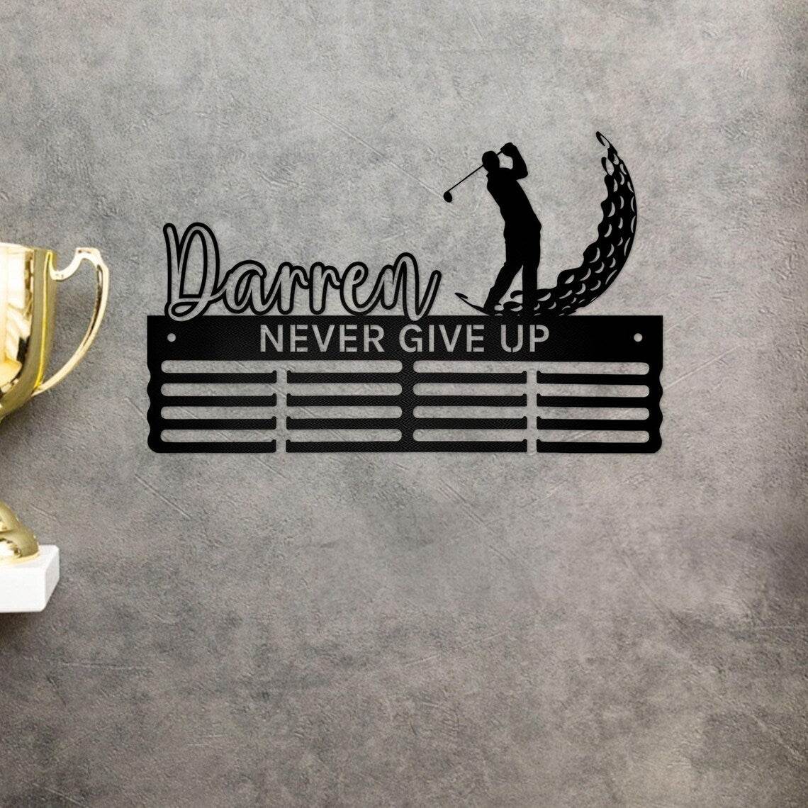Custom Golf Medal Hanger, Personalized Name Display Rack for Awards & Ribbons, Golf Medal Holder Gift - Champion Hanger
