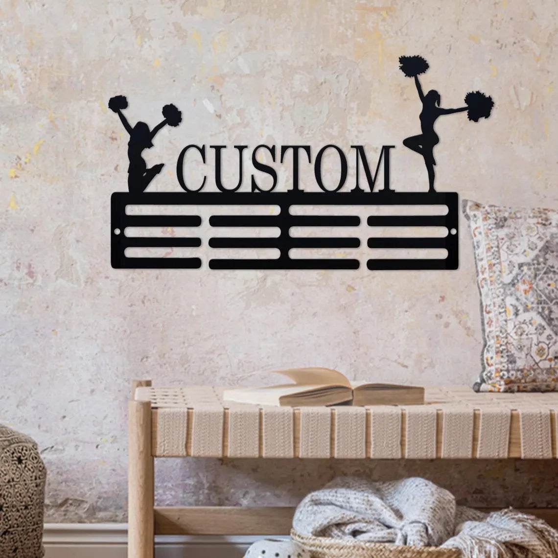 Personalized Cheer Medal Rack, Perfect Gift for Cheerleaders to Display Ribbons & Awards, Custom Medal Holder - Champion Hanger