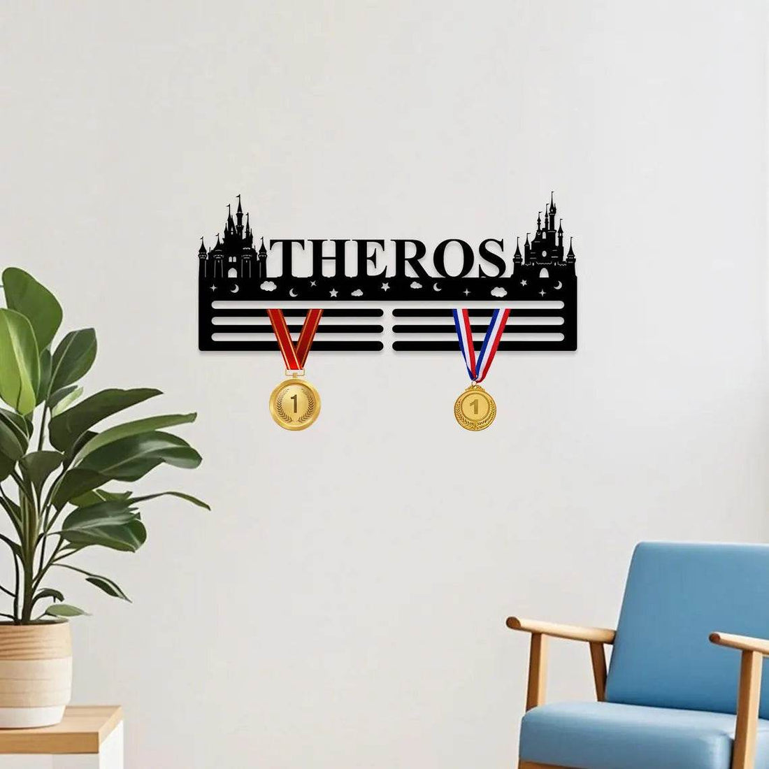 Personalized Magic Castle Medal Hanger – Custom Medal Display Rack with Name, Sports Awards Medal Holder, Runner Gift for Athletes - Champion Hanger