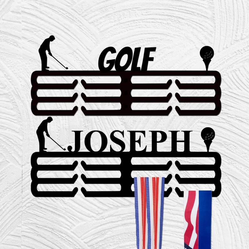 Custom Golf Medal Hanger, Personalized Name Display Rack for Awards & Ribbons, Golf Medal Holder Gift - Champion Hanger