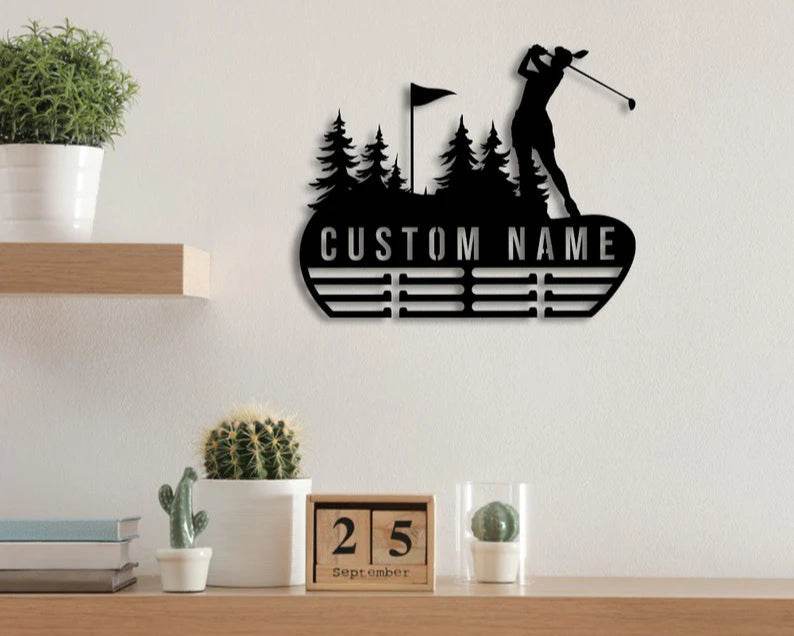 Custom Golf Medal Hanger, Personalized Name Display Rack for Awards & Ribbons, Golf Medal Holder Gift - Champion Hanger