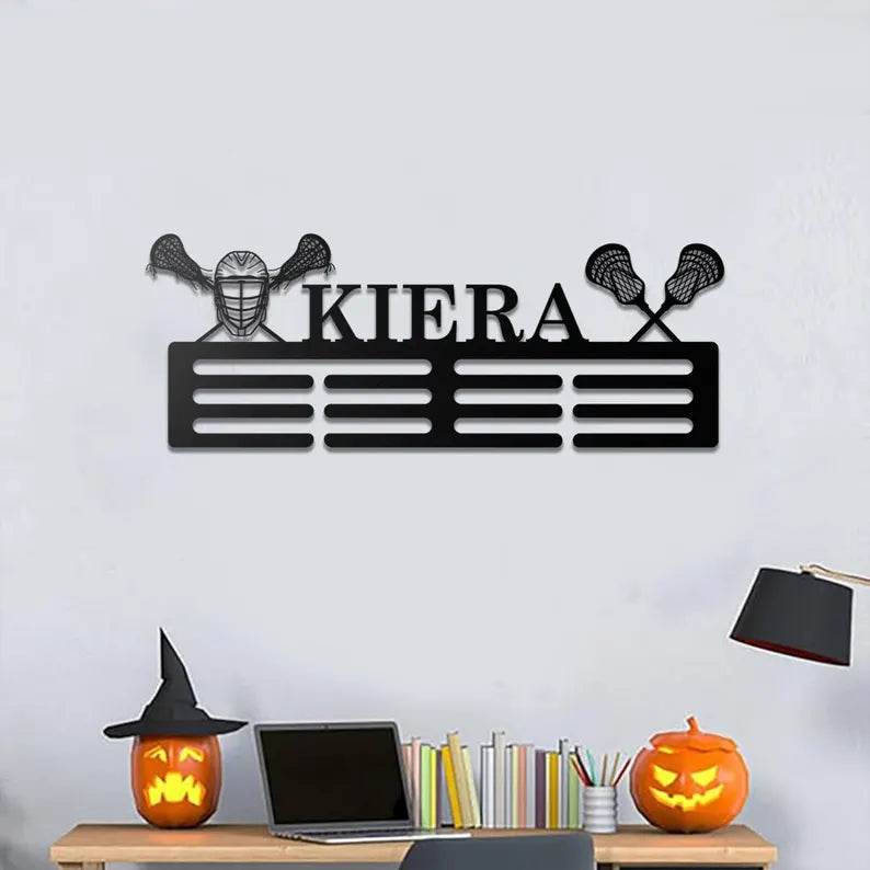 Personalized Lacrosse Medal Holder, Custom Name Rack for Awards, Ribbons & Team Gifts, Custom Lacrosse Medal Hanger - Champion Hanger